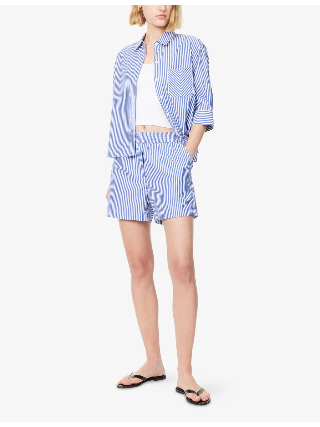 Emma Stripe-Print Cotton Shorts - 2
