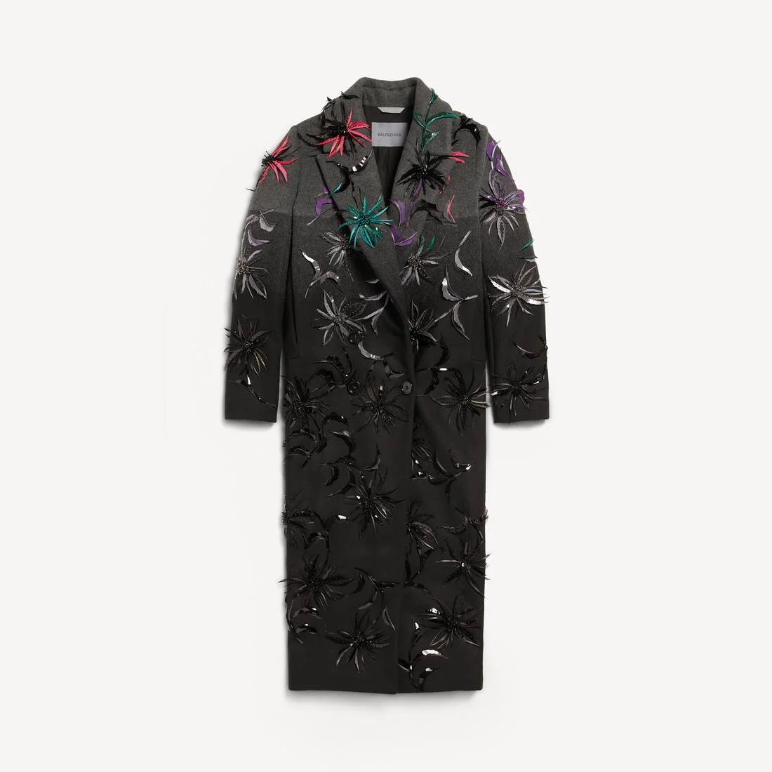 Women's Spotlight Flowers Maxi Coat in Black/grey/multicolor - 1