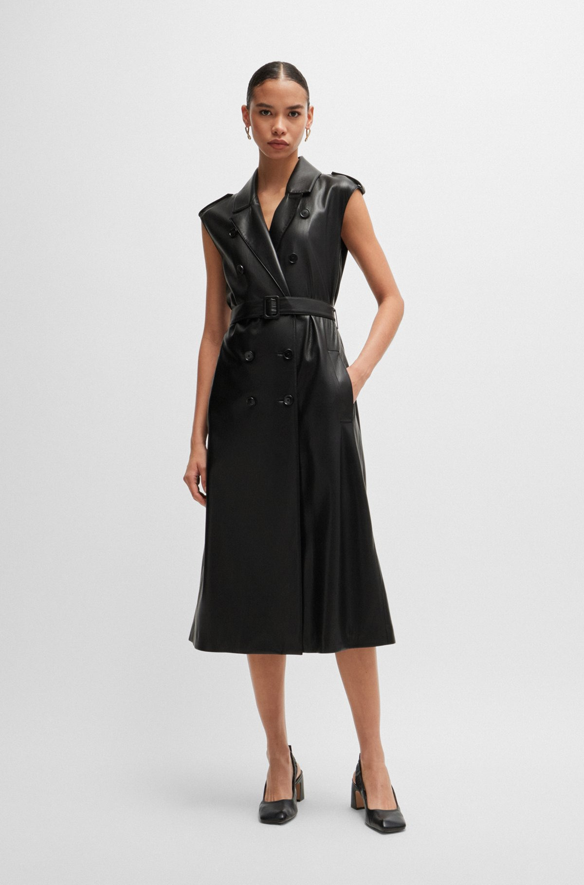 FAUX-LEATHER DRESS WITH DOUBLE-BREASTED FRONT - 3