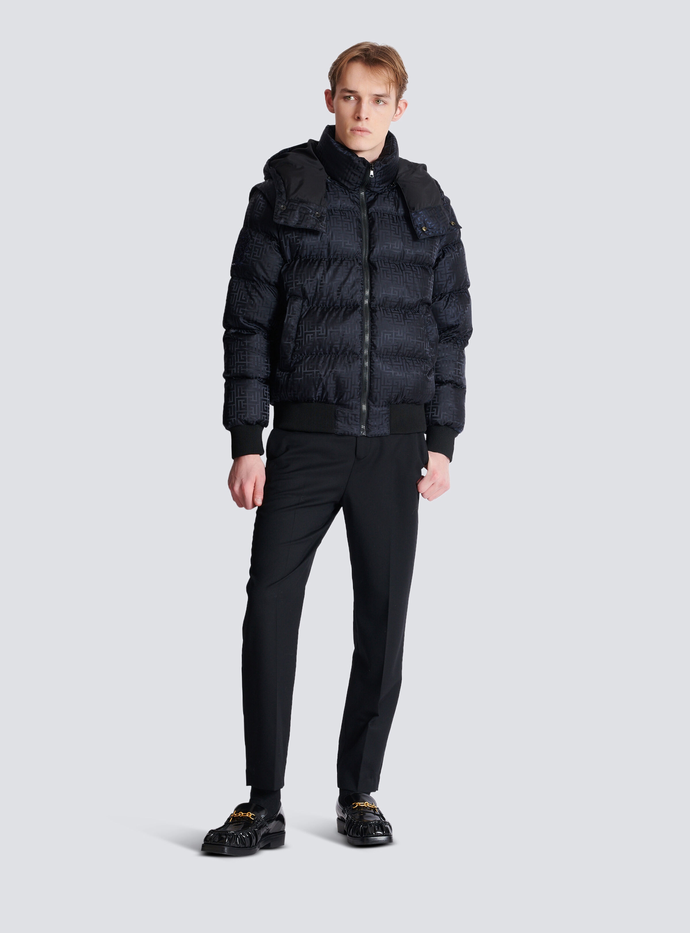 Cropped monogram jacquard padded jacket - 2