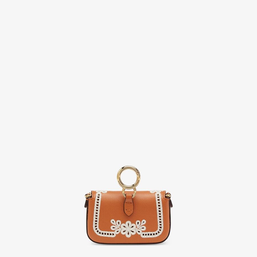 Brown nappa leather charm - 3