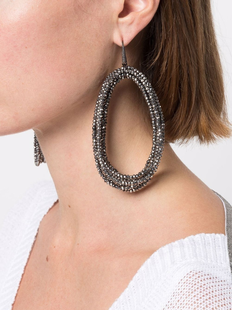 Brunello Cucinelli large spinel bead hoop earrings outlook