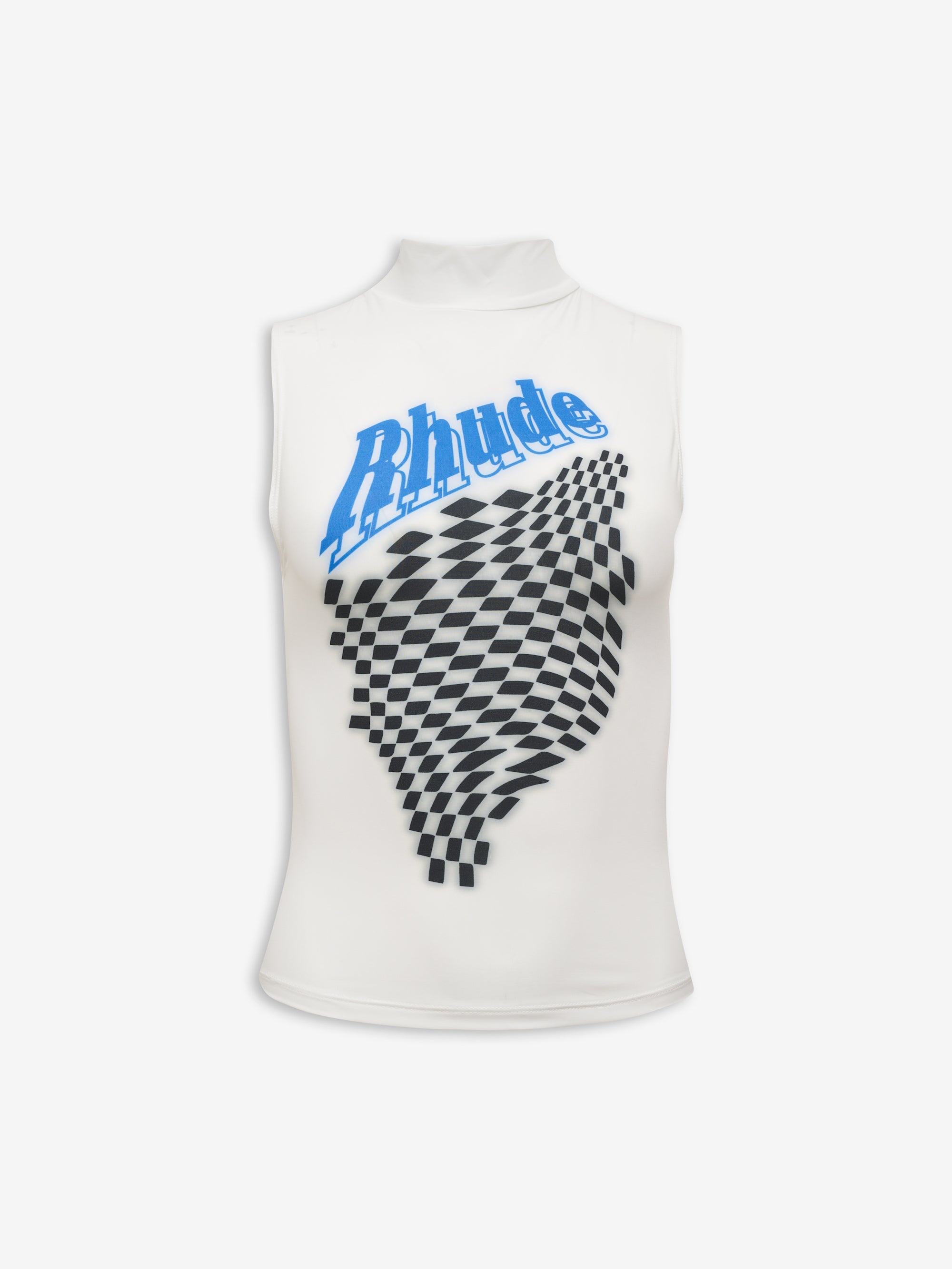 CHECKERED MOCK-NECK TANK - 1