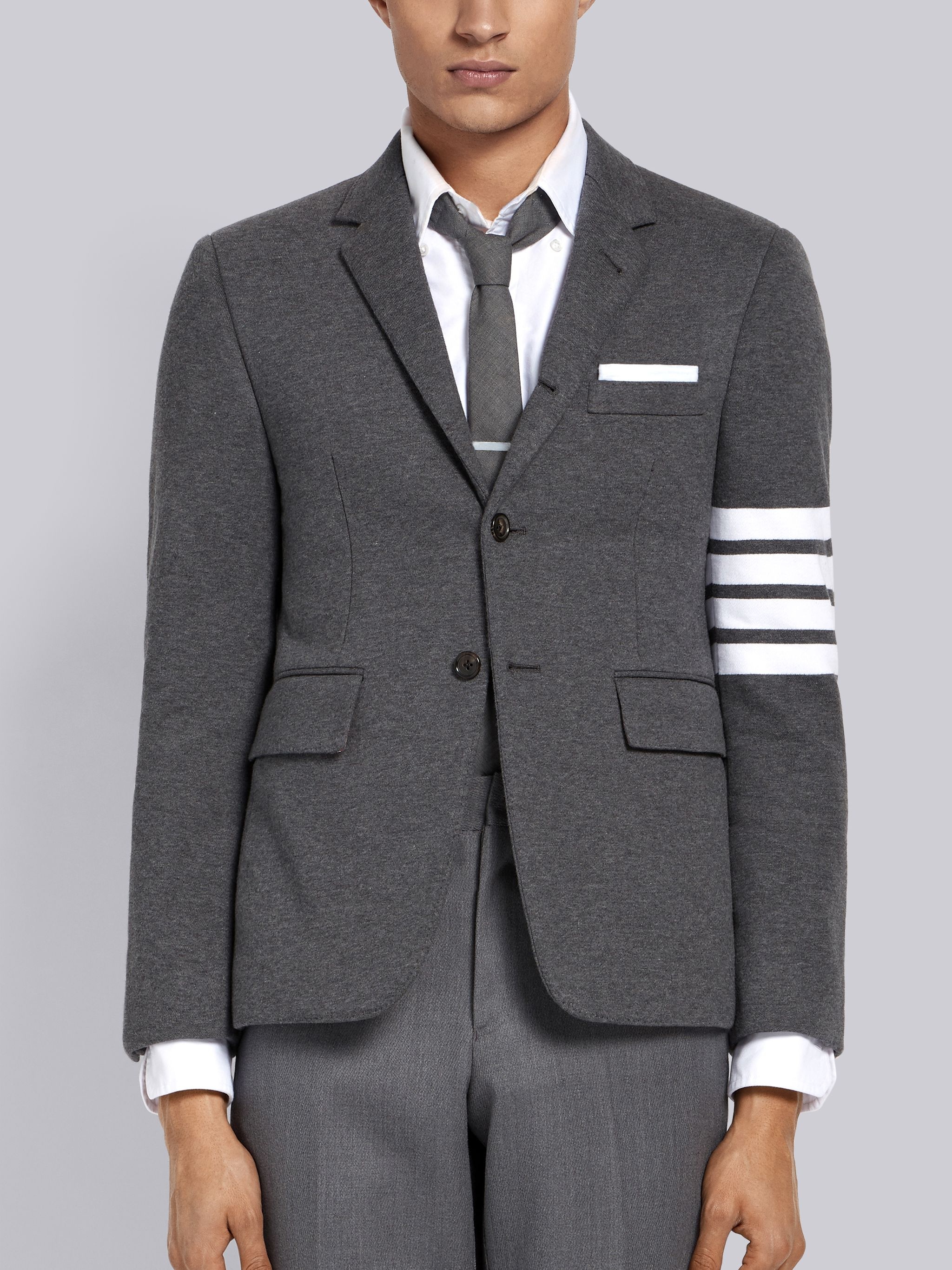 Medium Grey Jersey 4-Bar Classic Sport Coat - 1