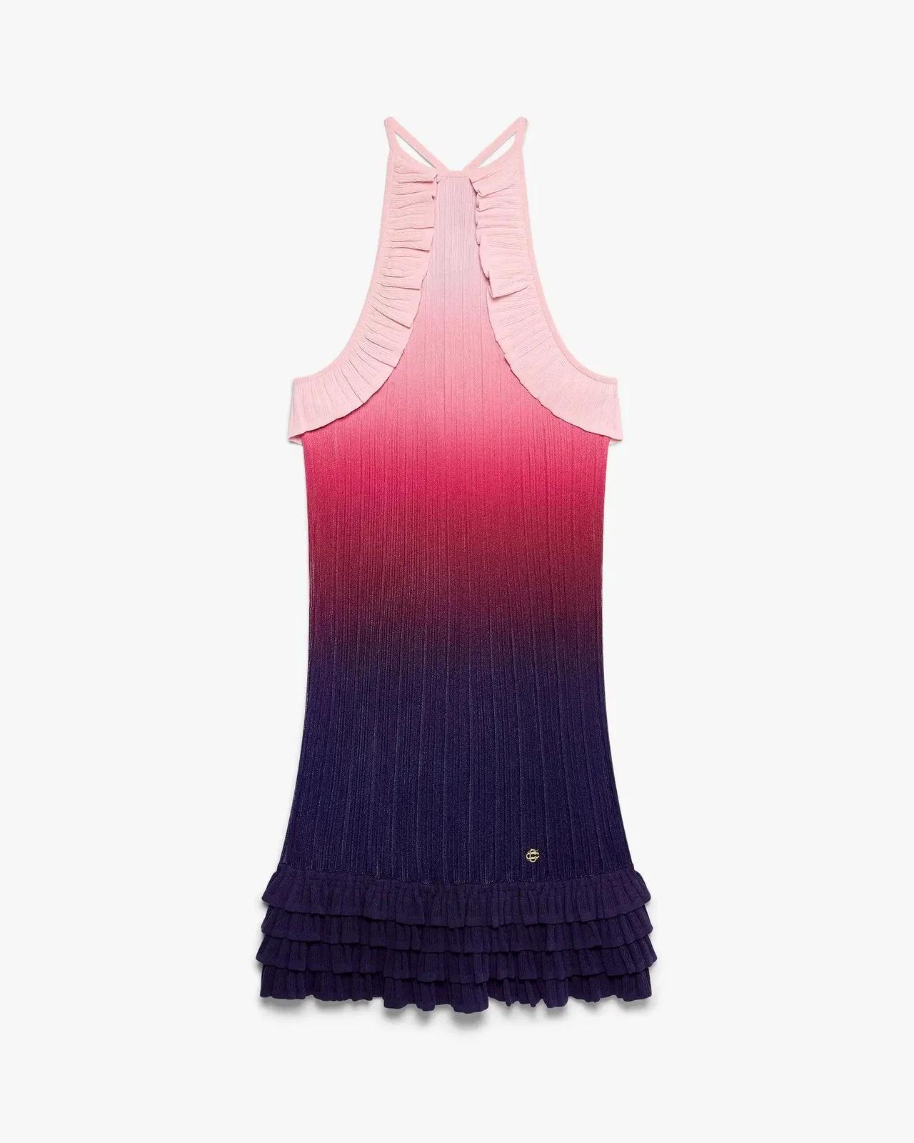 Pink Gradient Ruffle Midi Dress | Casablanca Paris - 1
