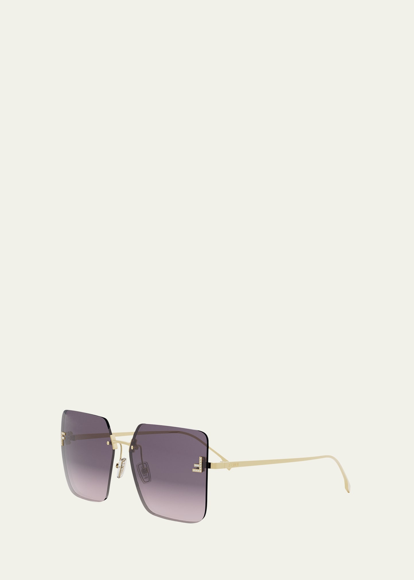 Oversized Rimless Square Metal & Nylon Sunglasses - 2