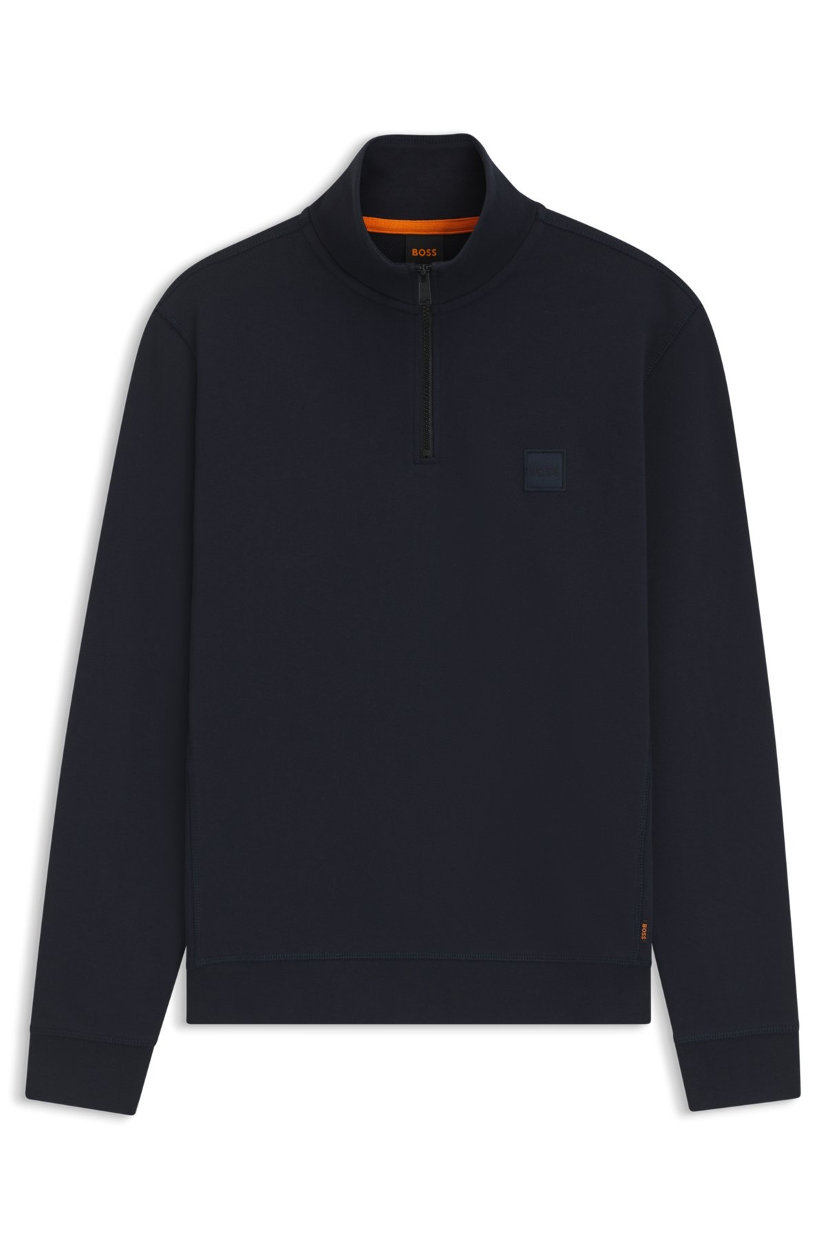 ZIP-NECK SWEATSHIRT IN COTTON TERRY WITH LOGO PATCH - 1