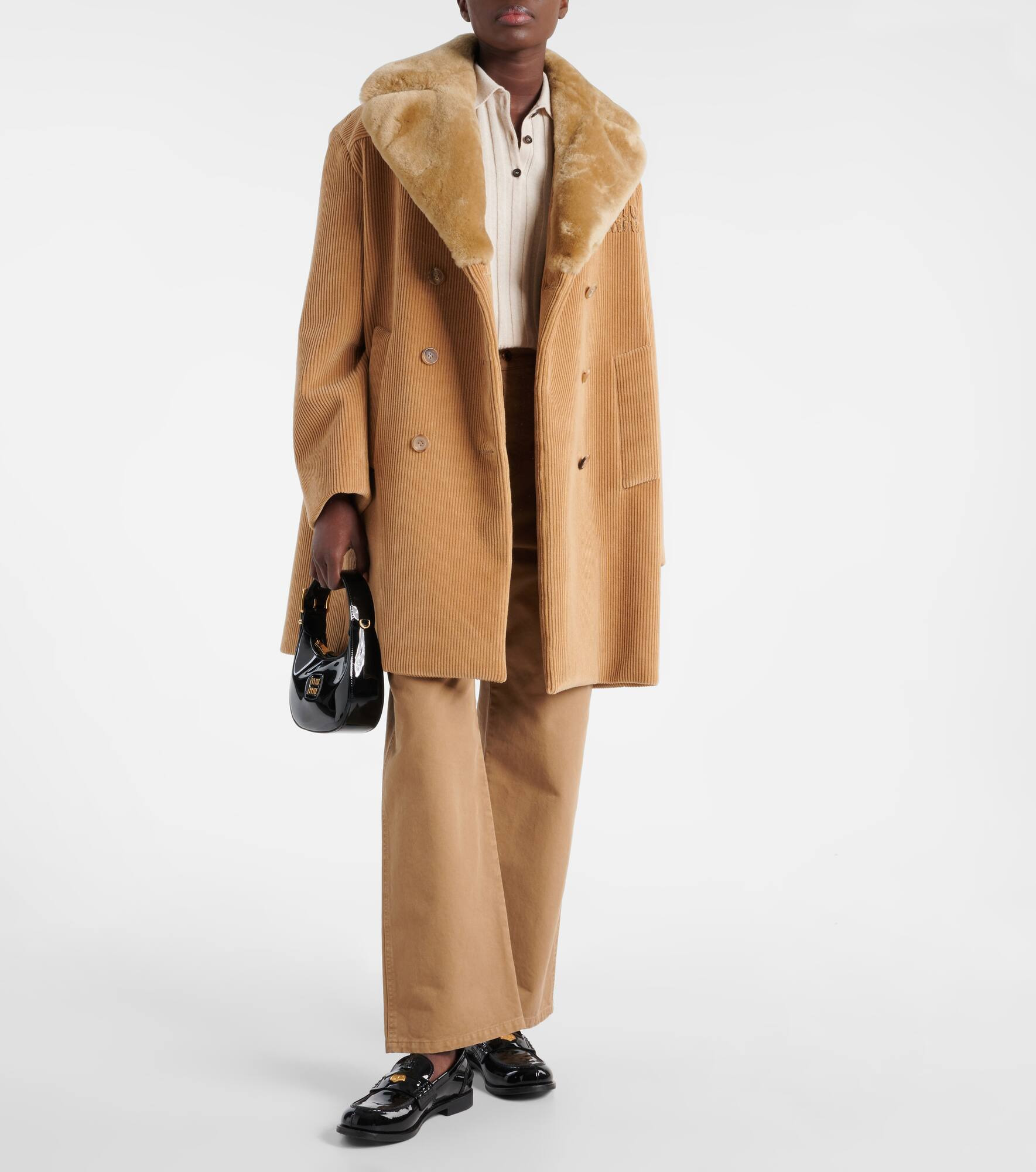 Shearling-trimmed corduroy coat - 2