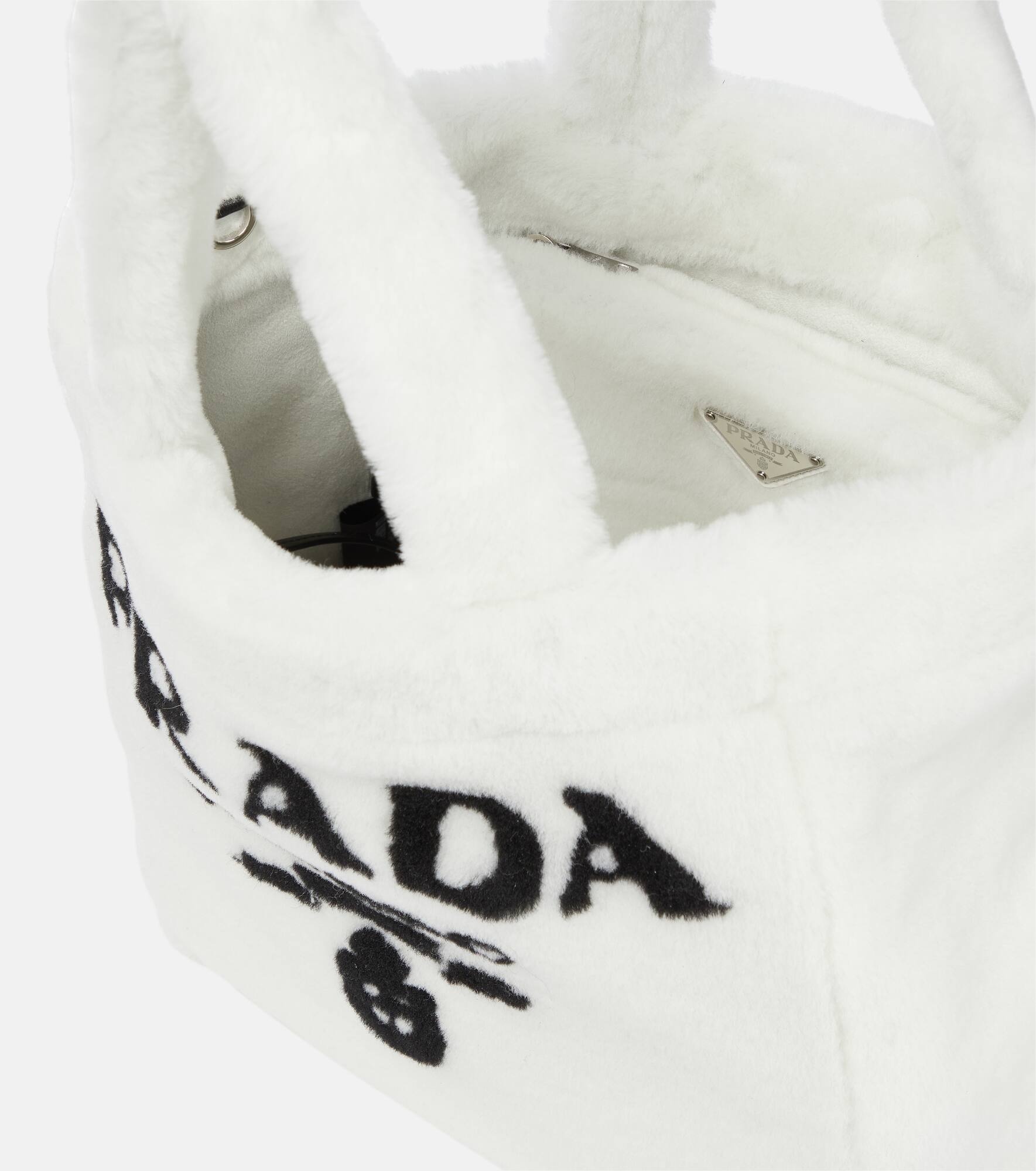 Medium logo shearling tote - 3