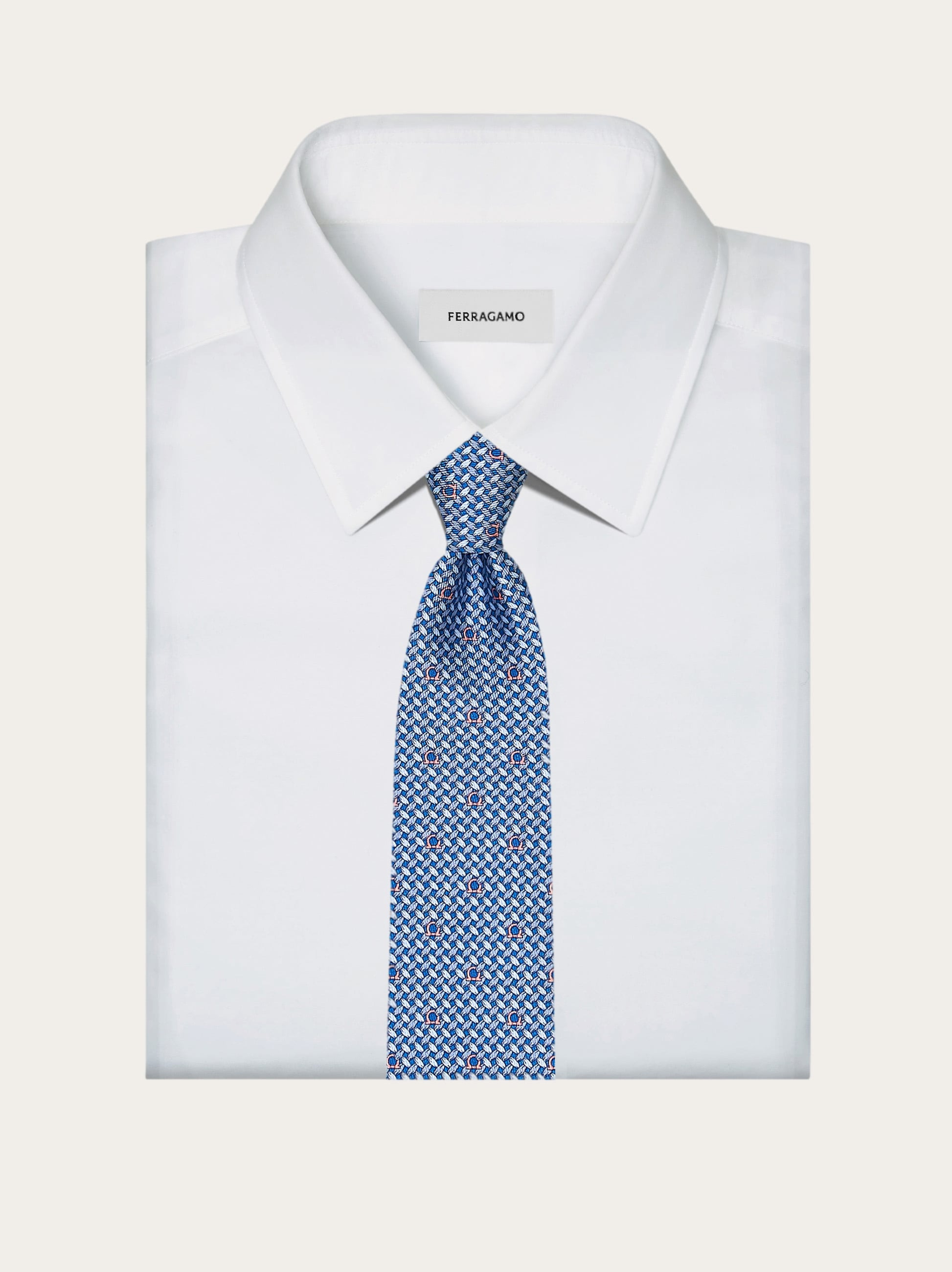 Gancini print silk tie - 4