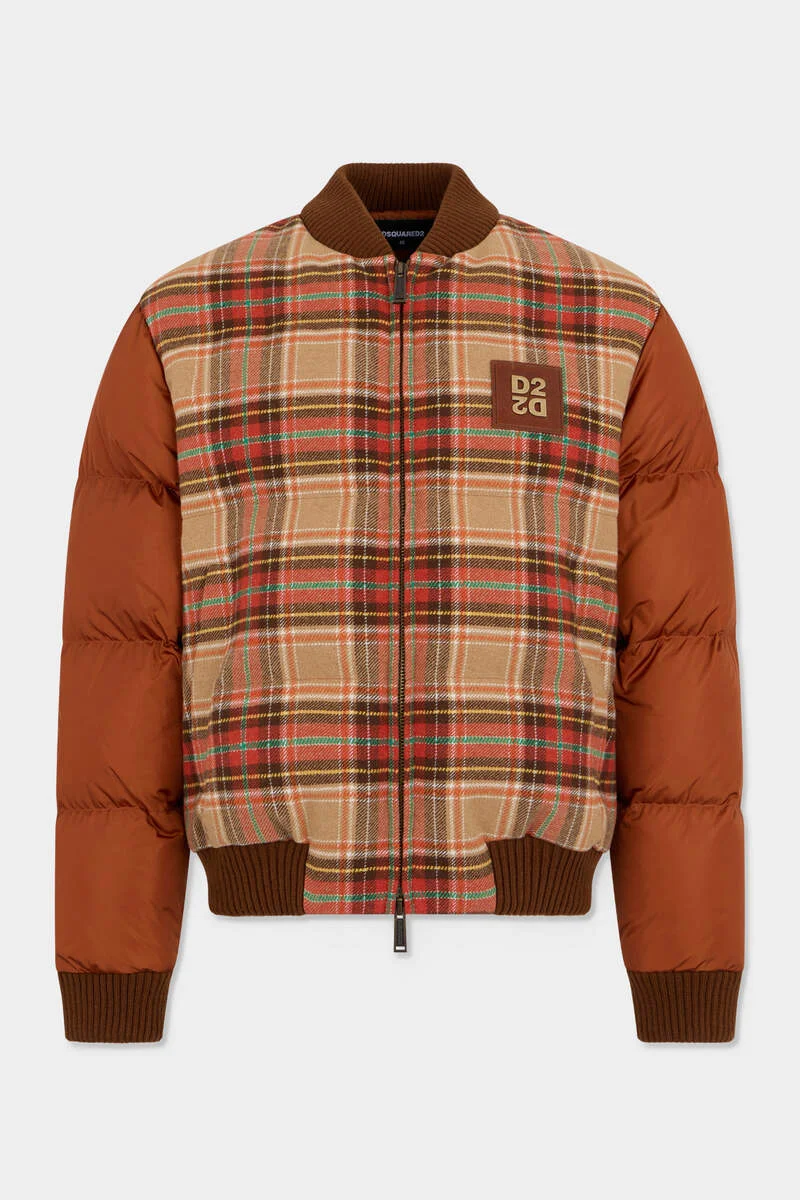 D2 COTTAGE CHECK WOOL & NYLON DOWN JACKET - 1