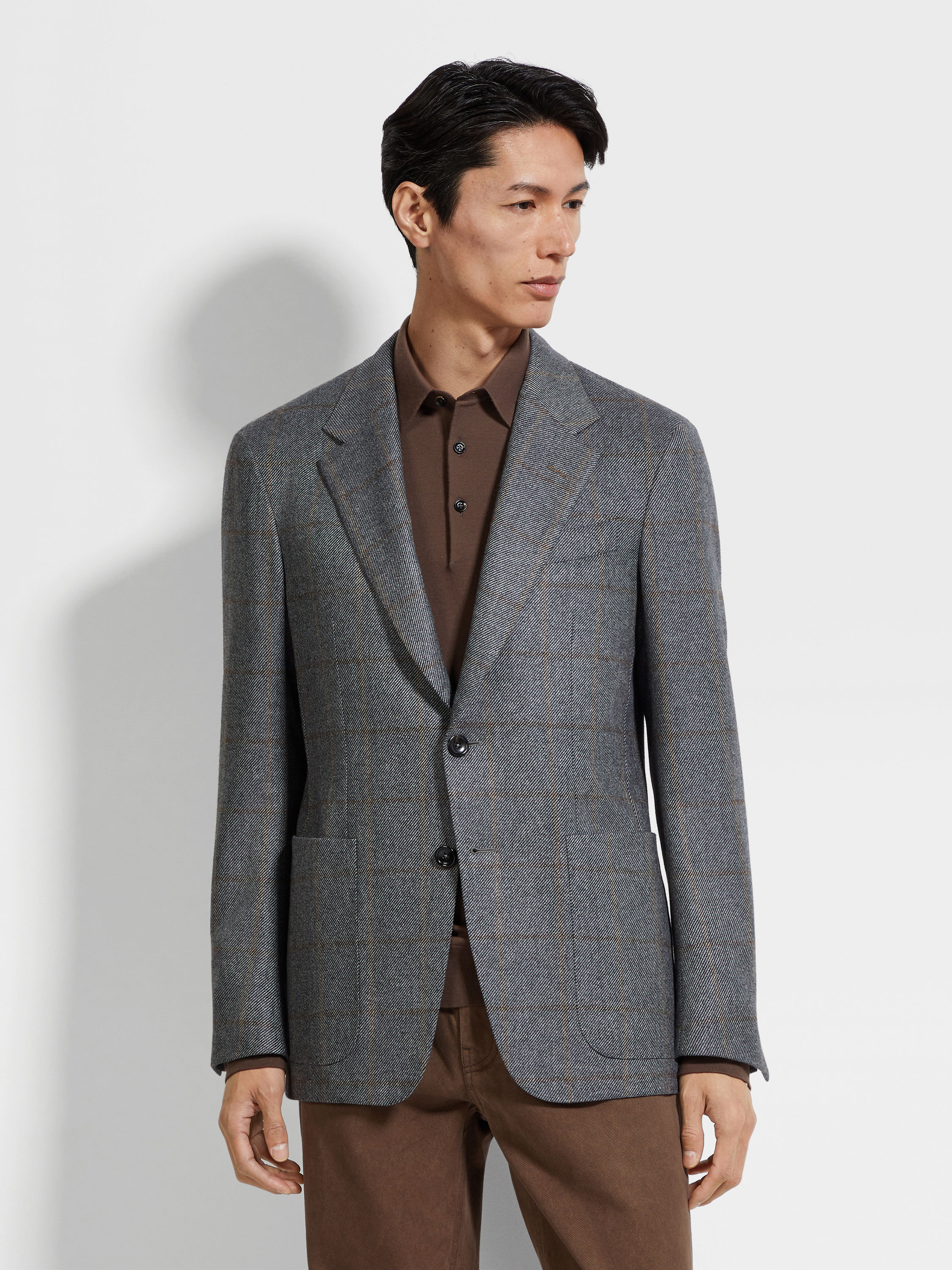GREY AND LIGHT TAUPE OASI CASHMERE JACKET - 4