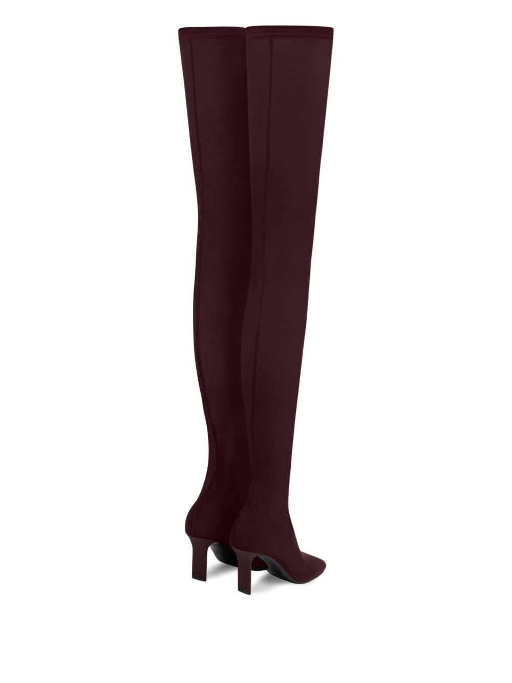 square-toe mesh over-the-knee boots - 3