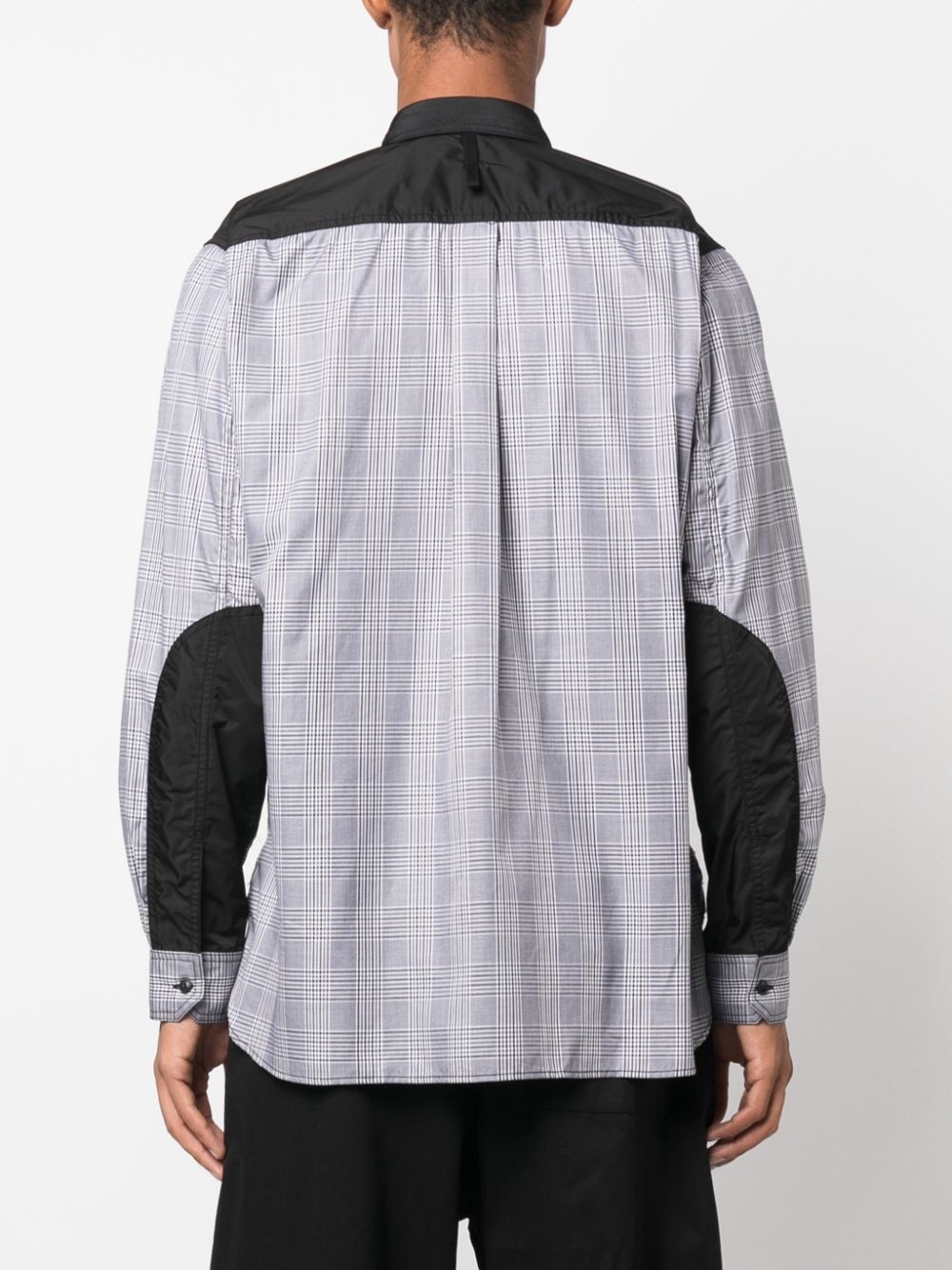plaid-check panelled cotton jacket - 4