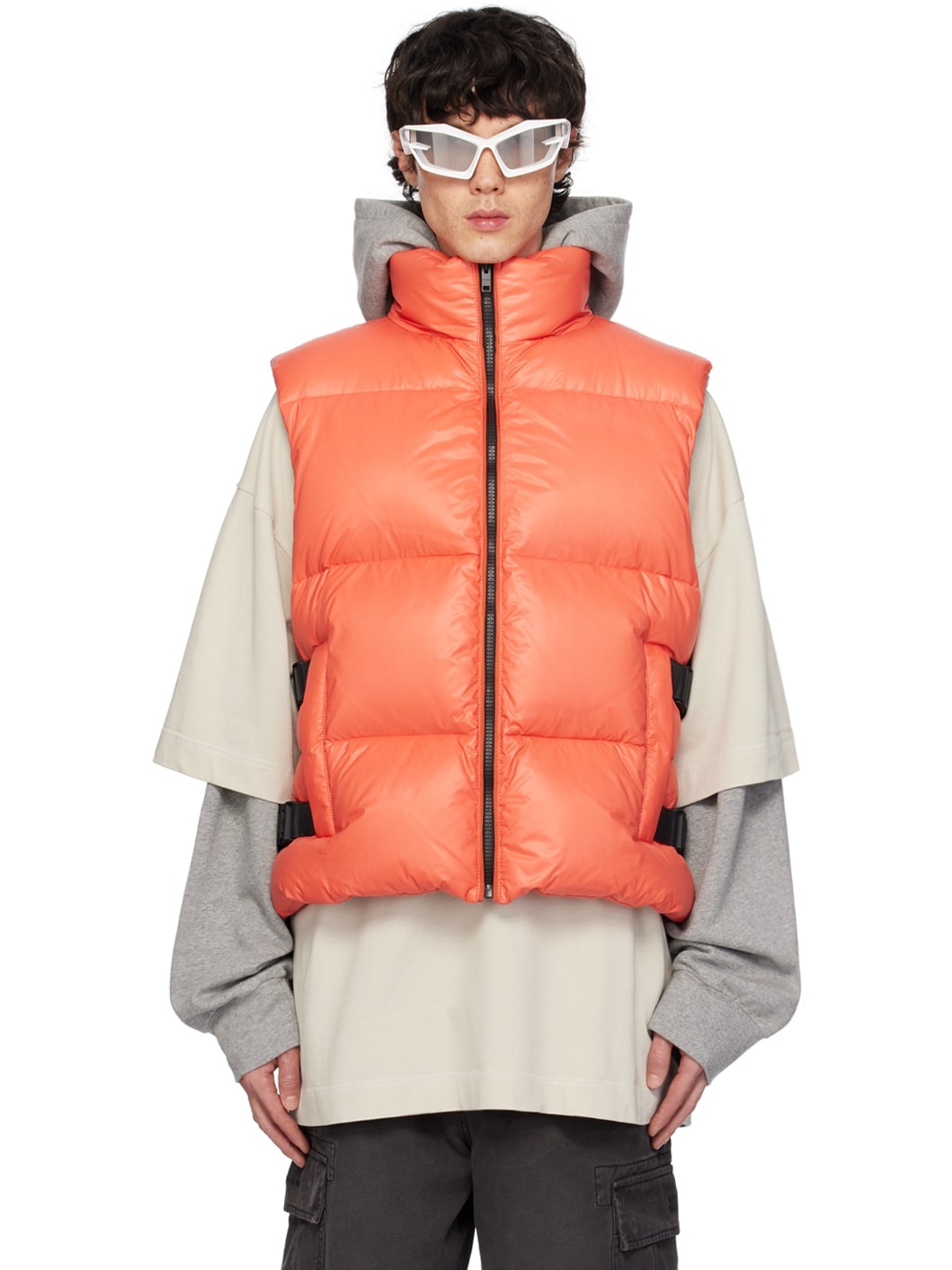 Orange Buckle Down Vest - 1