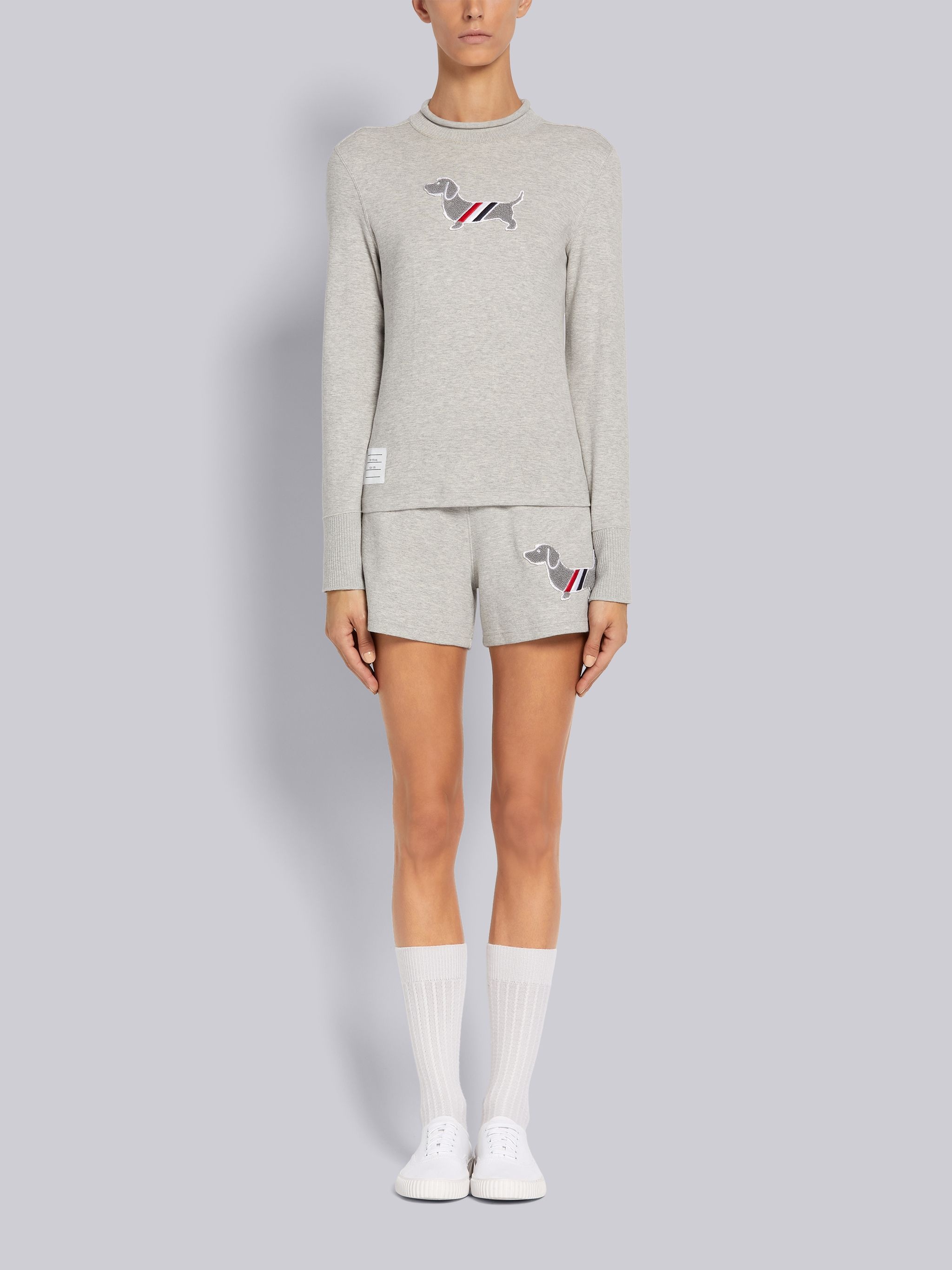 Grey Cotton Milano Stitch Hector Chenille Patch Shorts - 4