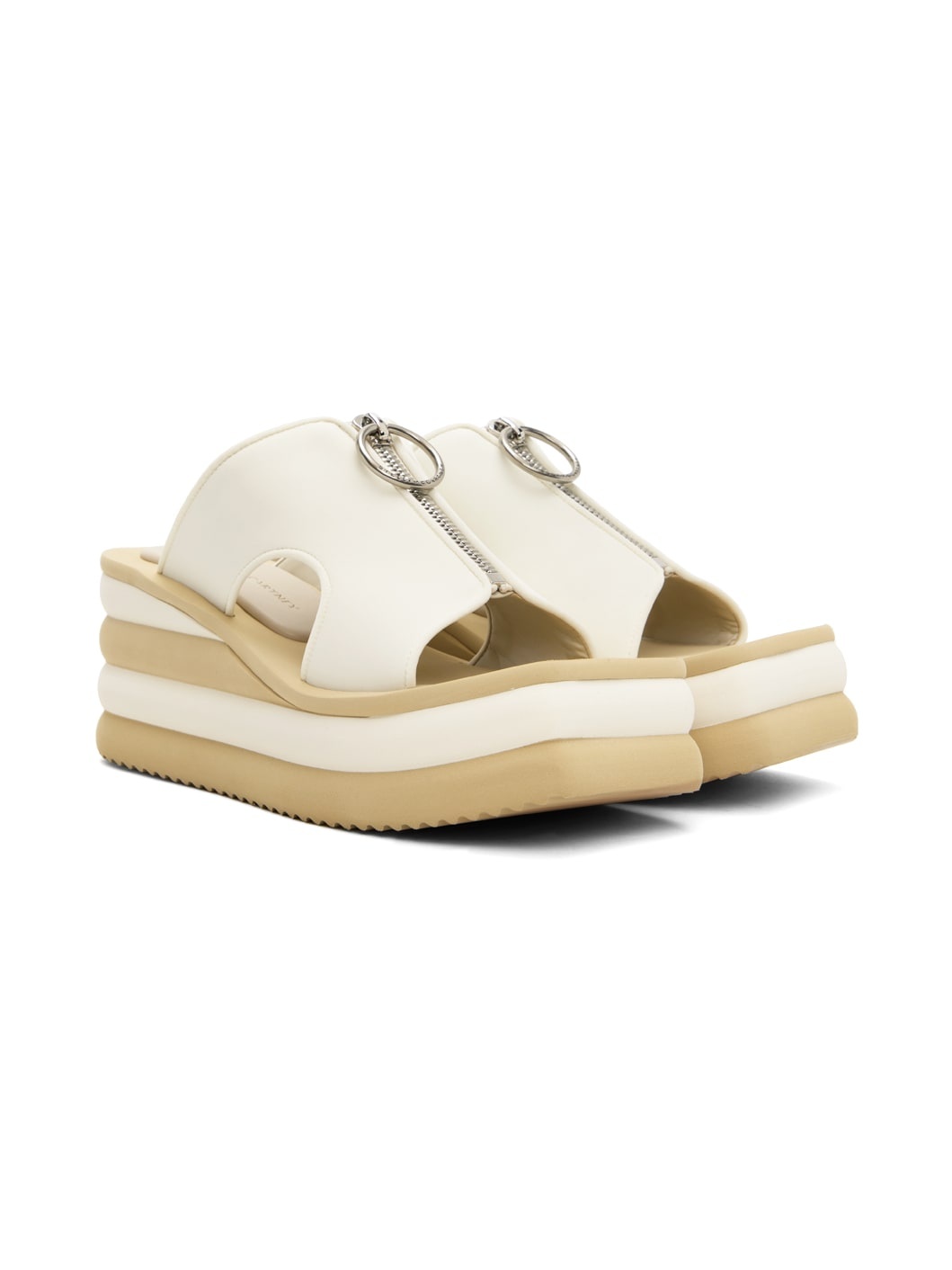 White & Beige Scuba Slides - 4