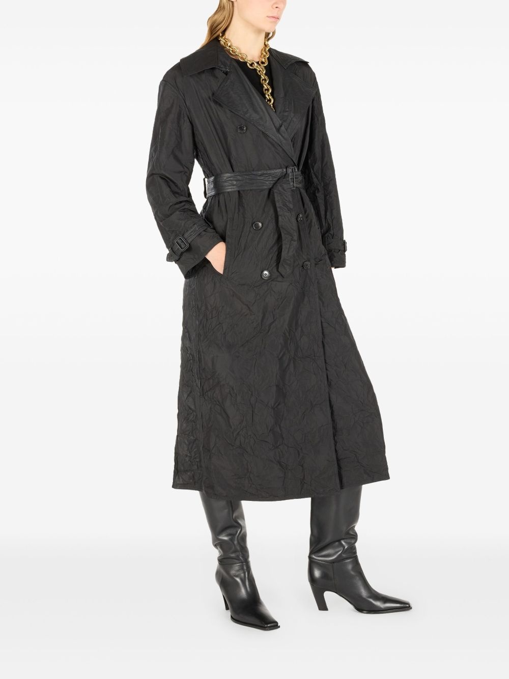 crinkled trench coat - 4