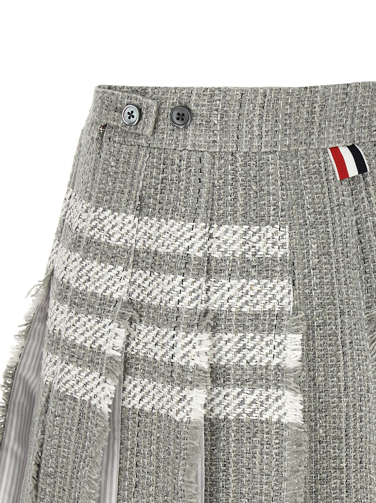 Pleated Tweed Skirt Skirts Gray - 4