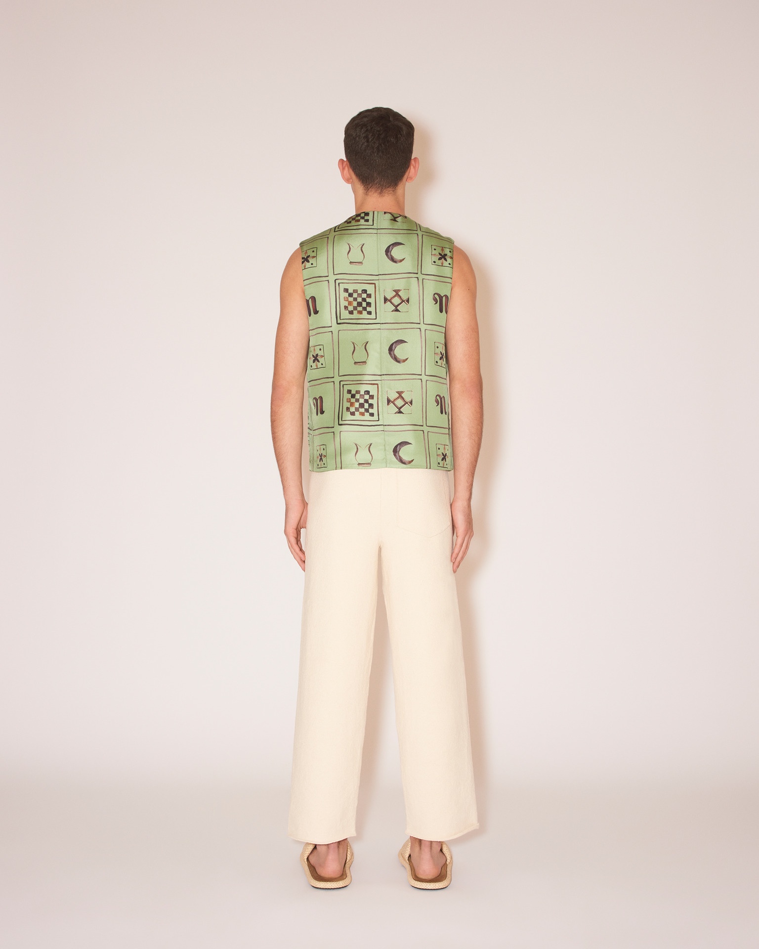 Nanushka BRENN - Twill silk waistcoat - Green Totem | REVERSIBLE