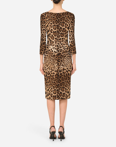 Dolce & Gabbana Leopard-print cady midi dress outlook