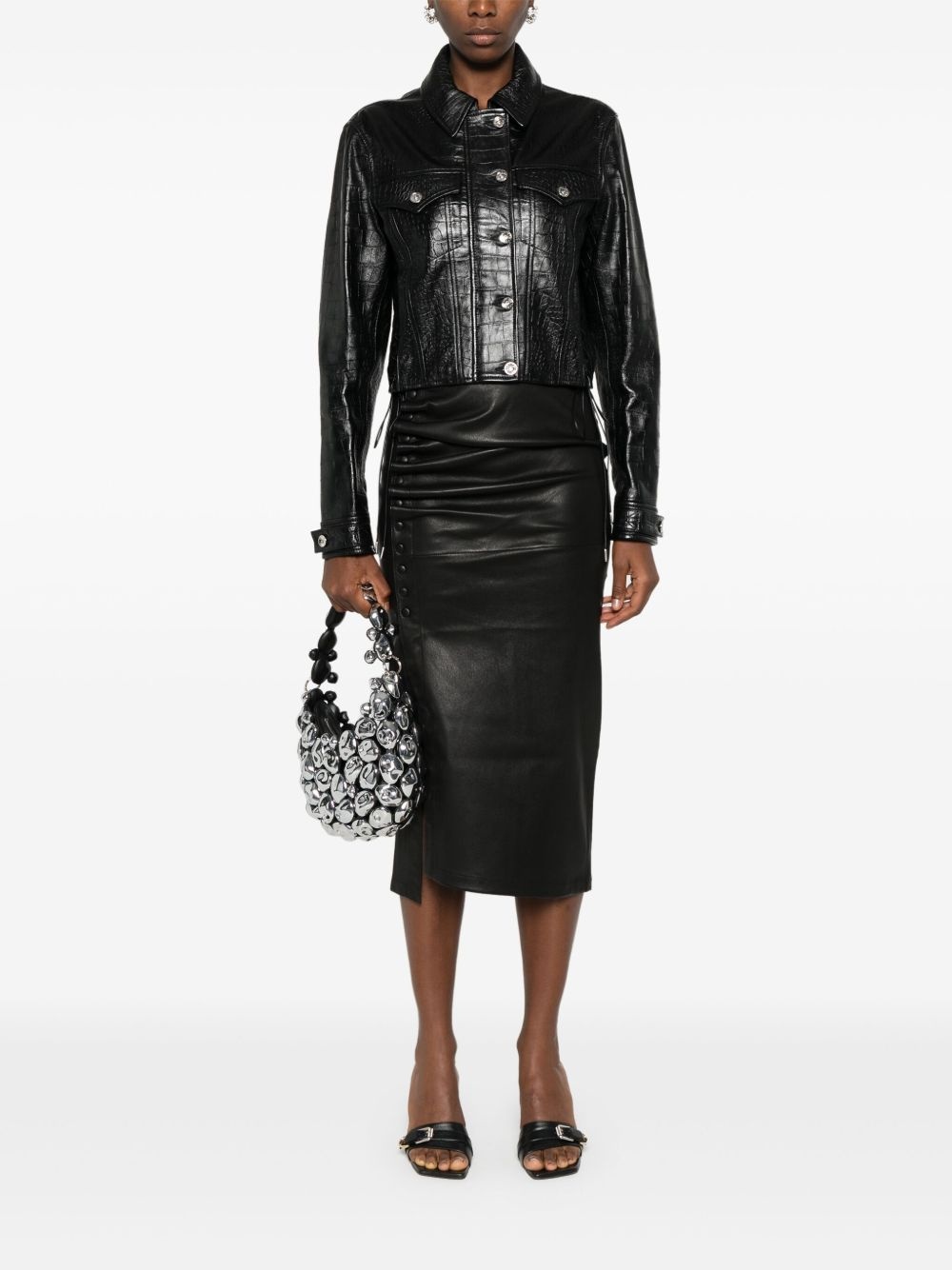 crocodile-embossed leather jacket - 2