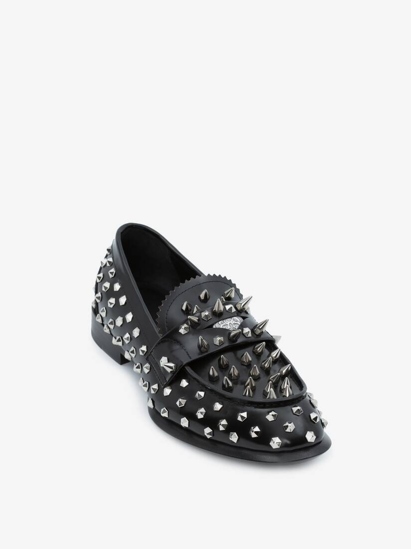 Silver Stud Loafer in Black/silver - 2