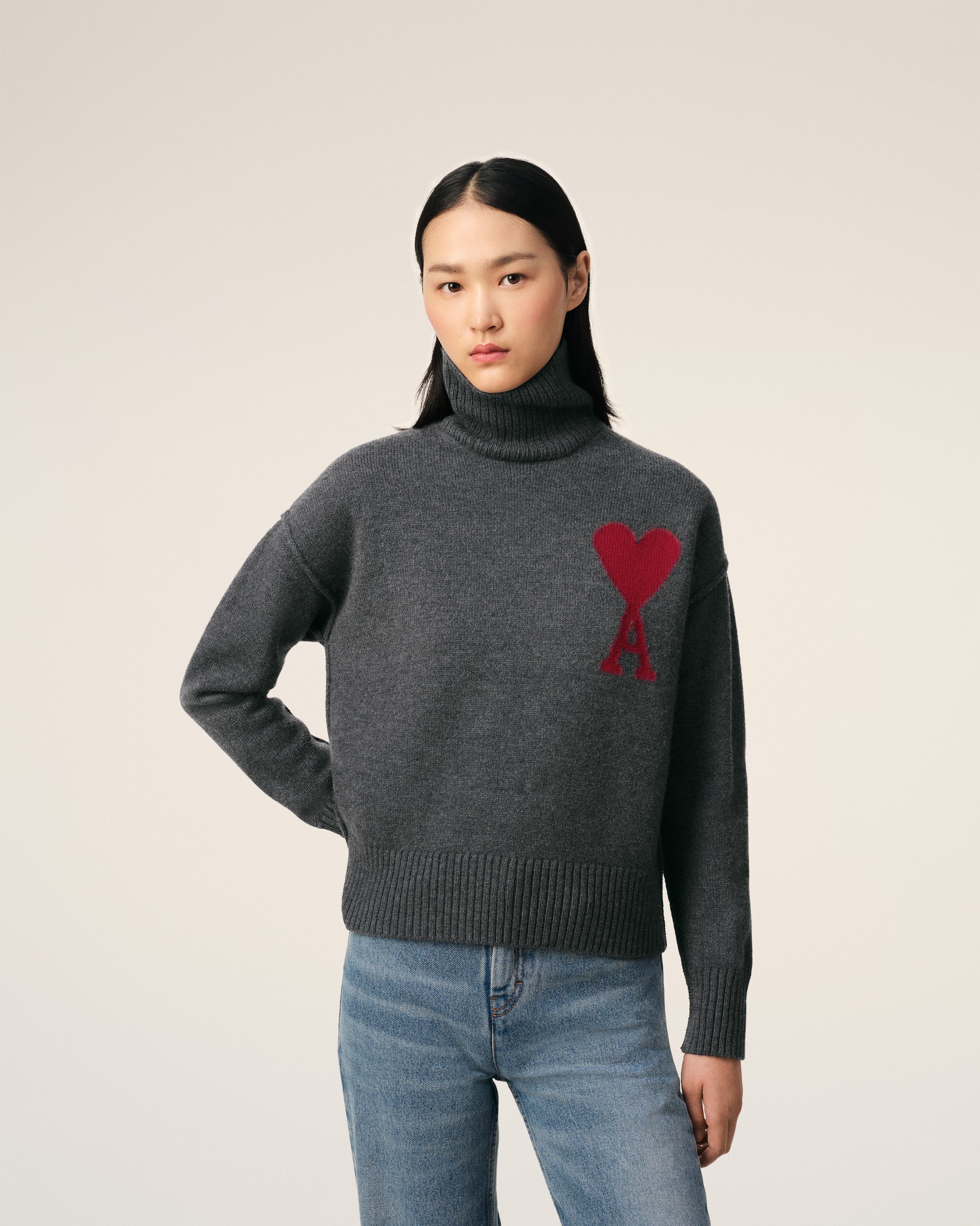 GREY WOOL AMI DE COEUR SWEATER - 3