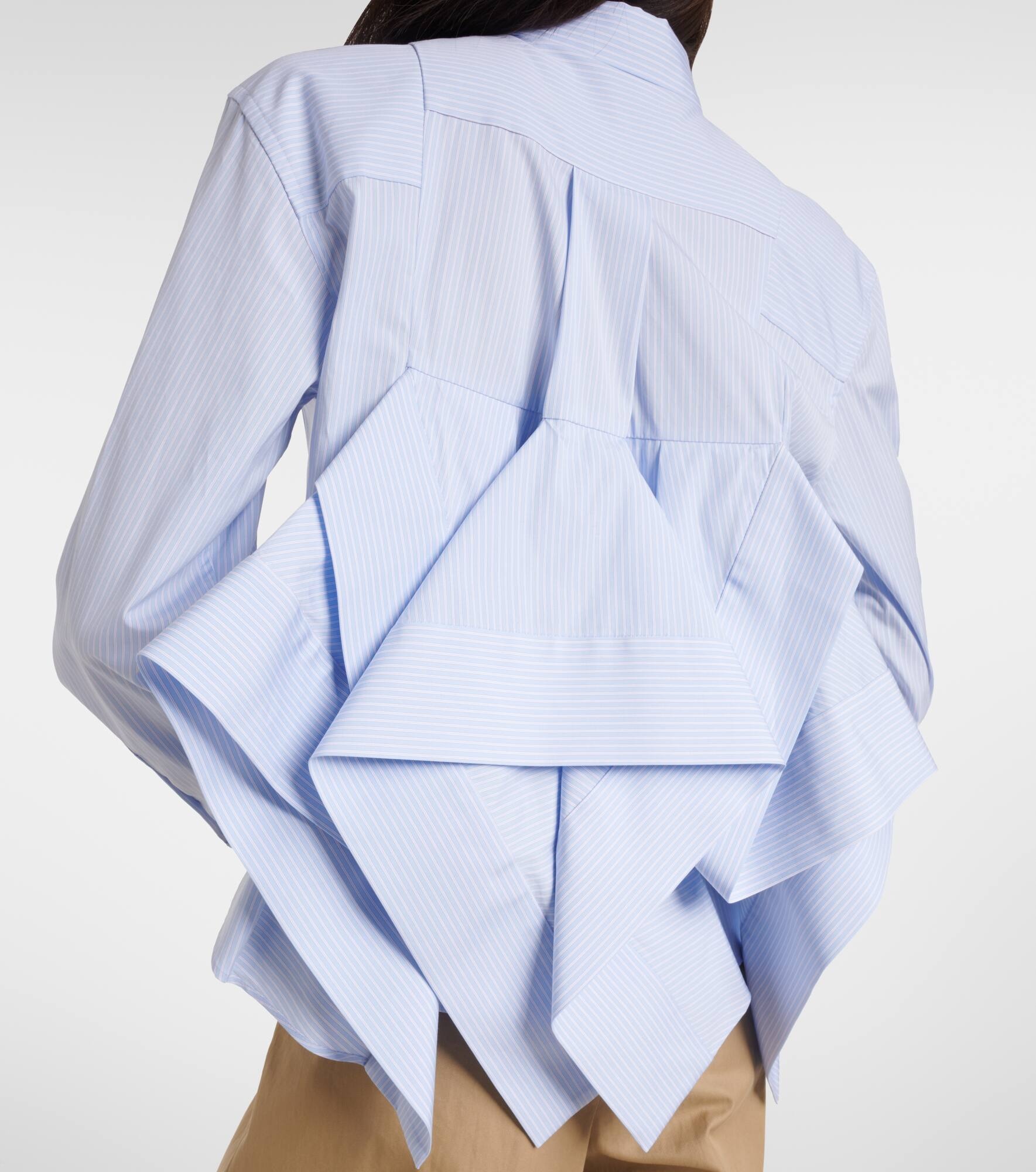 Ruffled striped cotton poplin shirt - 6
