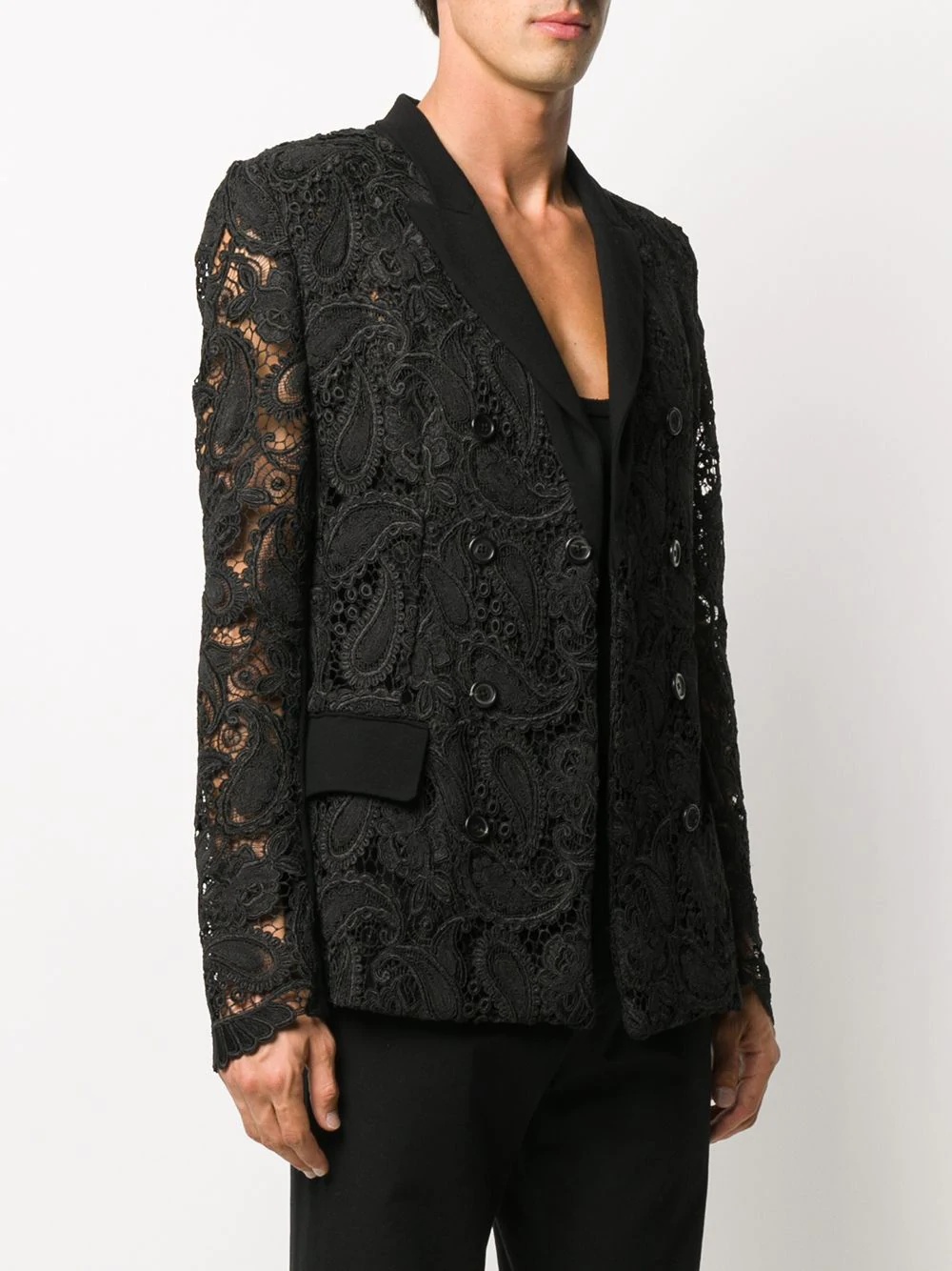 lace single-breasted blazer - 3