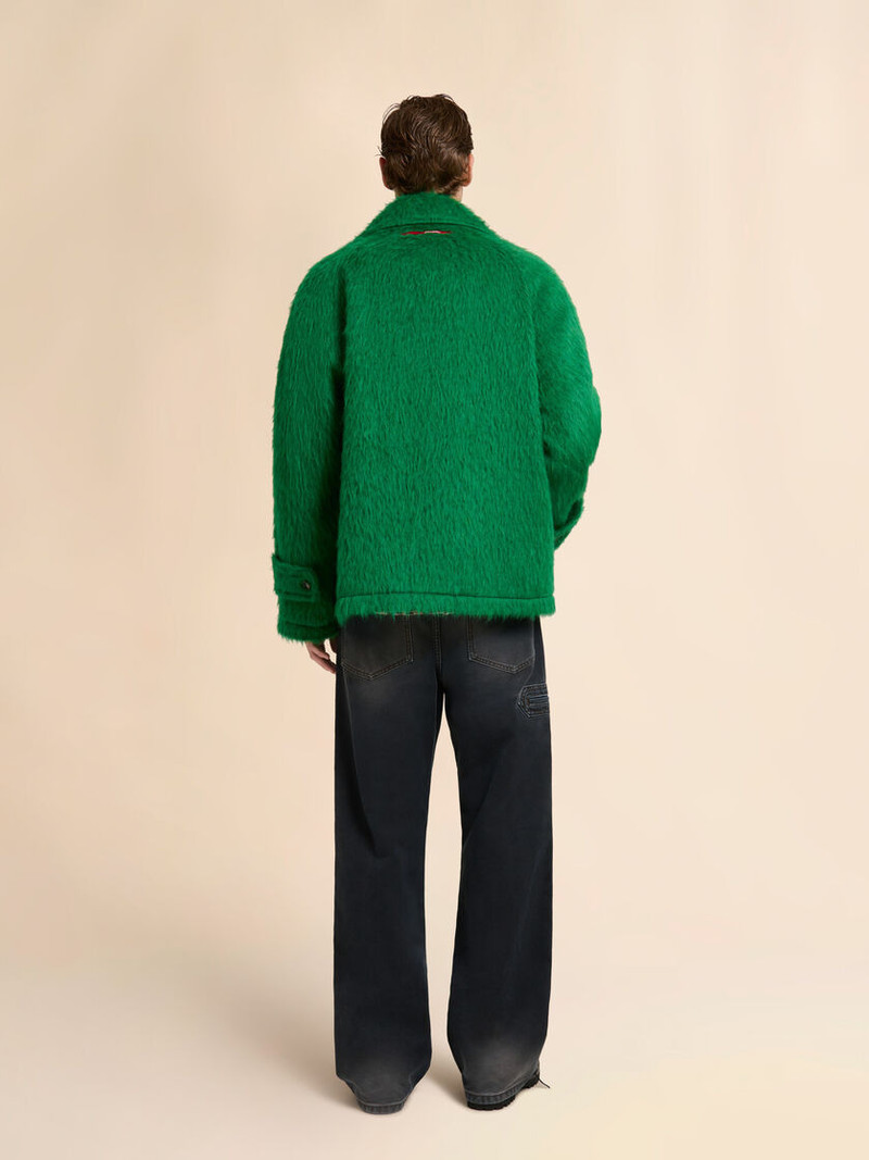 GREEN WOOL JACKET WITH SHAGGY BRUSHED FINISH 3