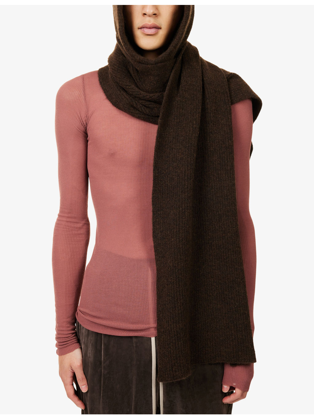 Long Ribbed Knitted Scarf - 2