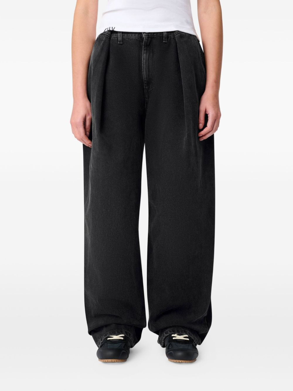 pleated-pockets wide-leg jeans - 3