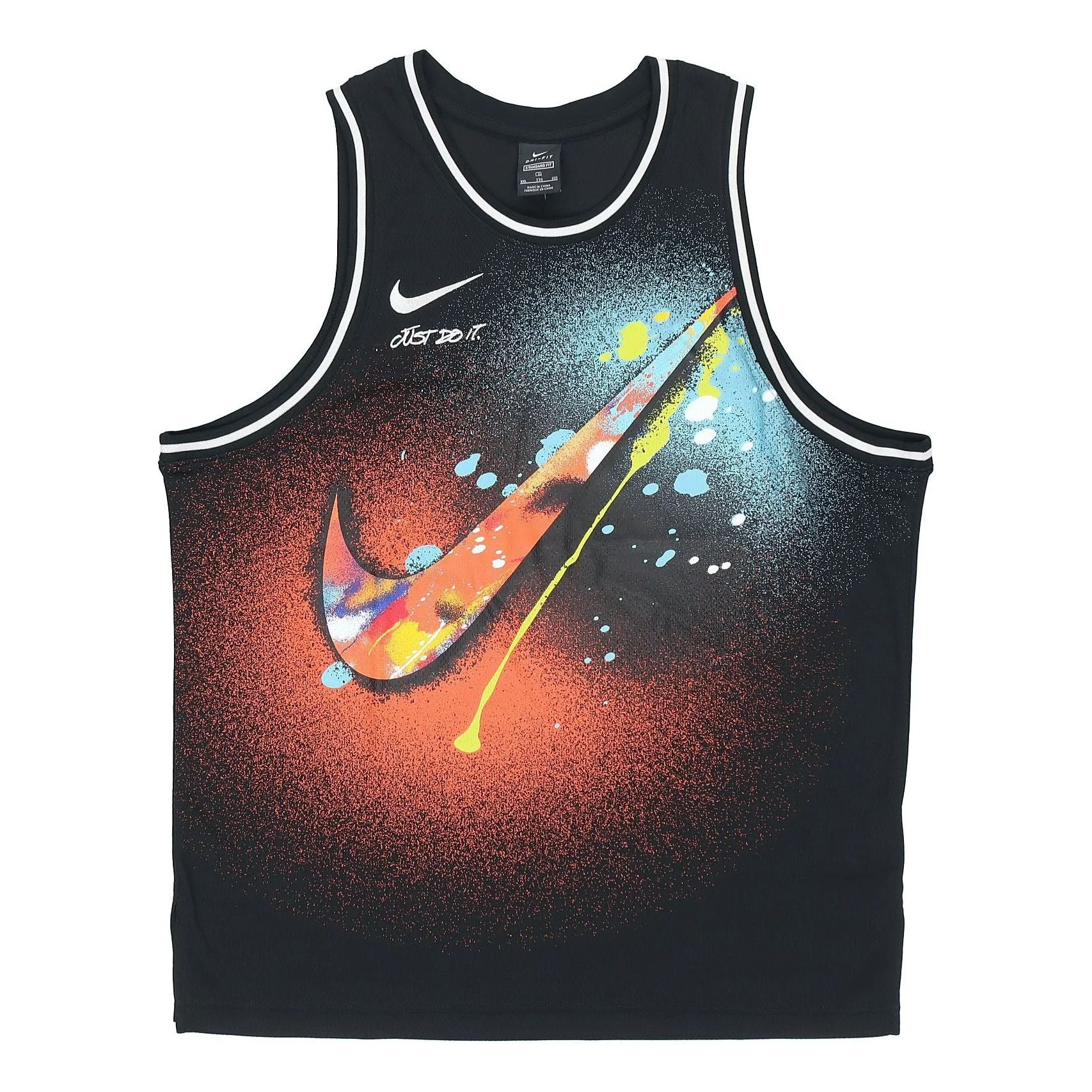 Nike Men's 2021 Summer New Colorful Logo Top Sleeveless T-shirt Multicolor DJ5217-010 - 1