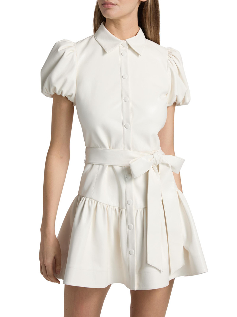 Women's Henrietta Belted Faux-Leather Minidress - Off White 3