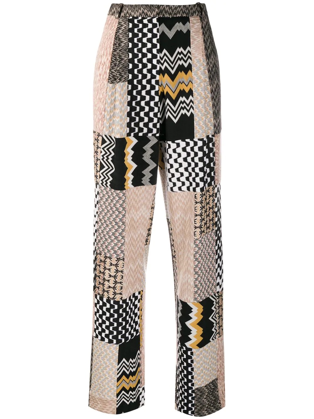 high waist patchwork trousers - 1