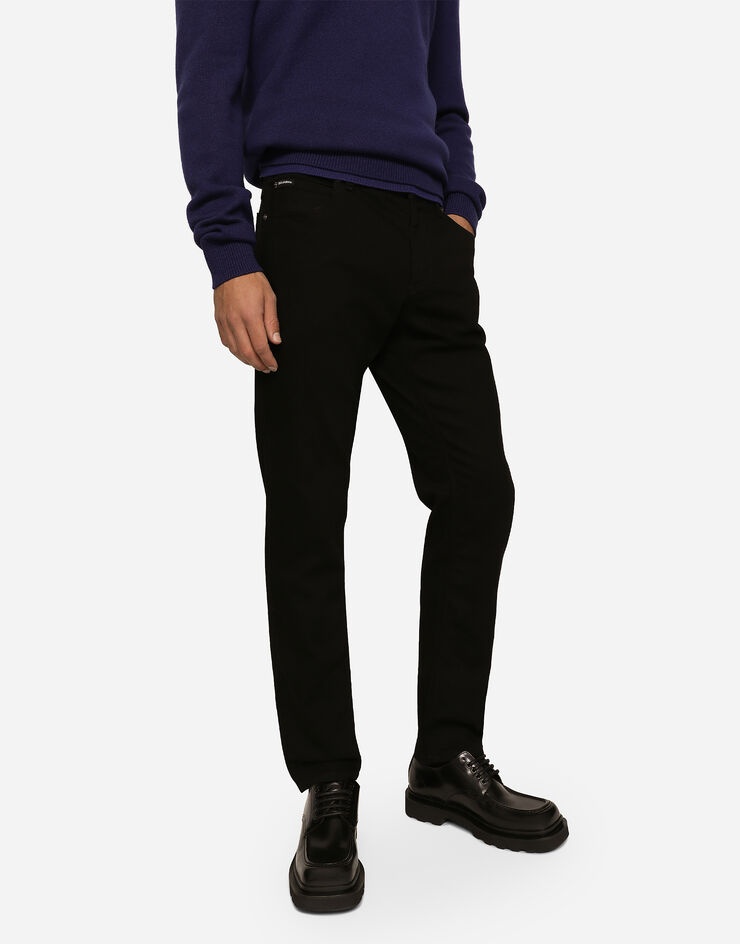 Regular-fit black wash stretch jeans - 4