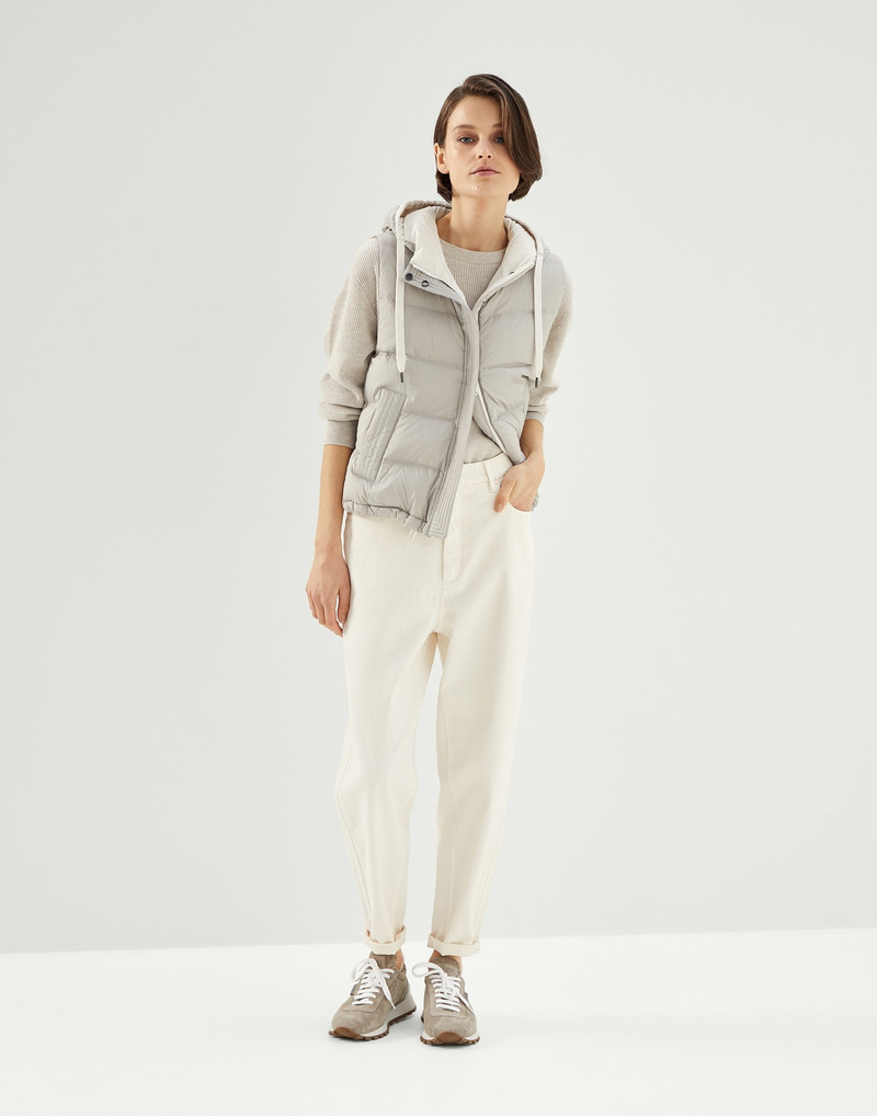 Brunello Cucinelli Dyed comfort denim curved trousers with shiny tab outlook