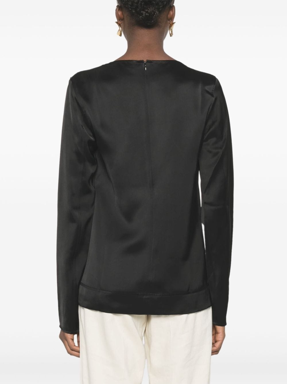 long-sleeve satin top - 4