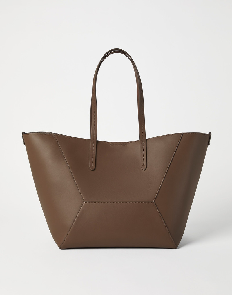 Brunello Cucinelli Calfskin shopper bag with monili outlook