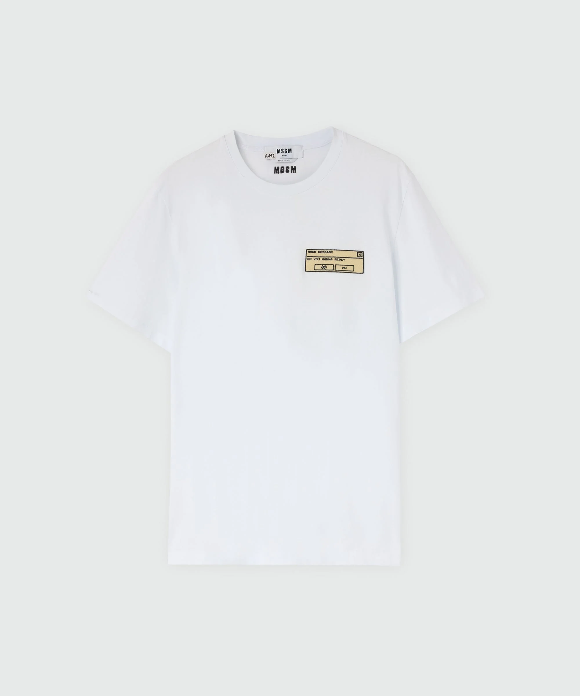 White long-sleeve cotton jersey T-shirt with patch on the chest. - 1