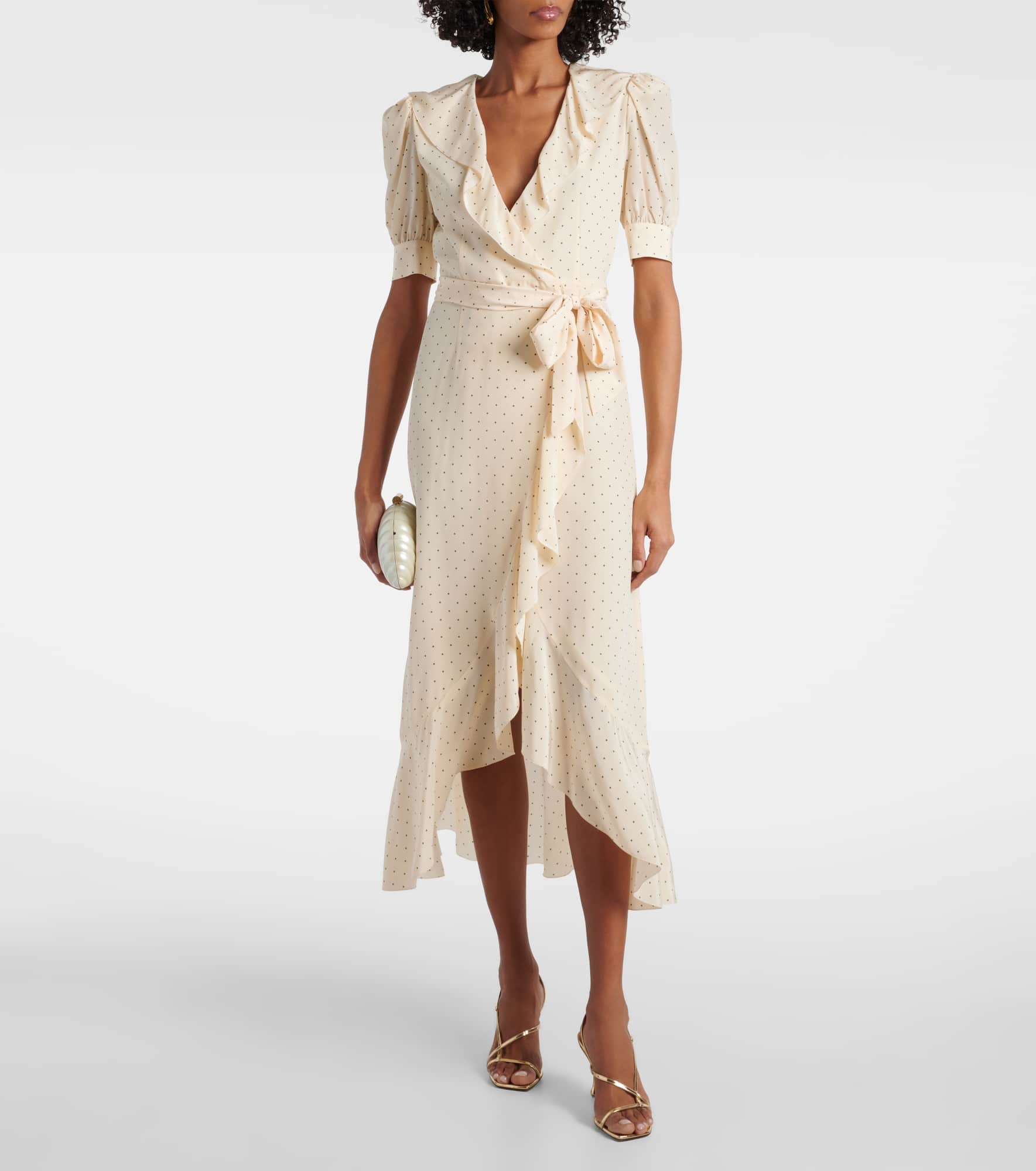 Polka dot silk wrap dress - 2