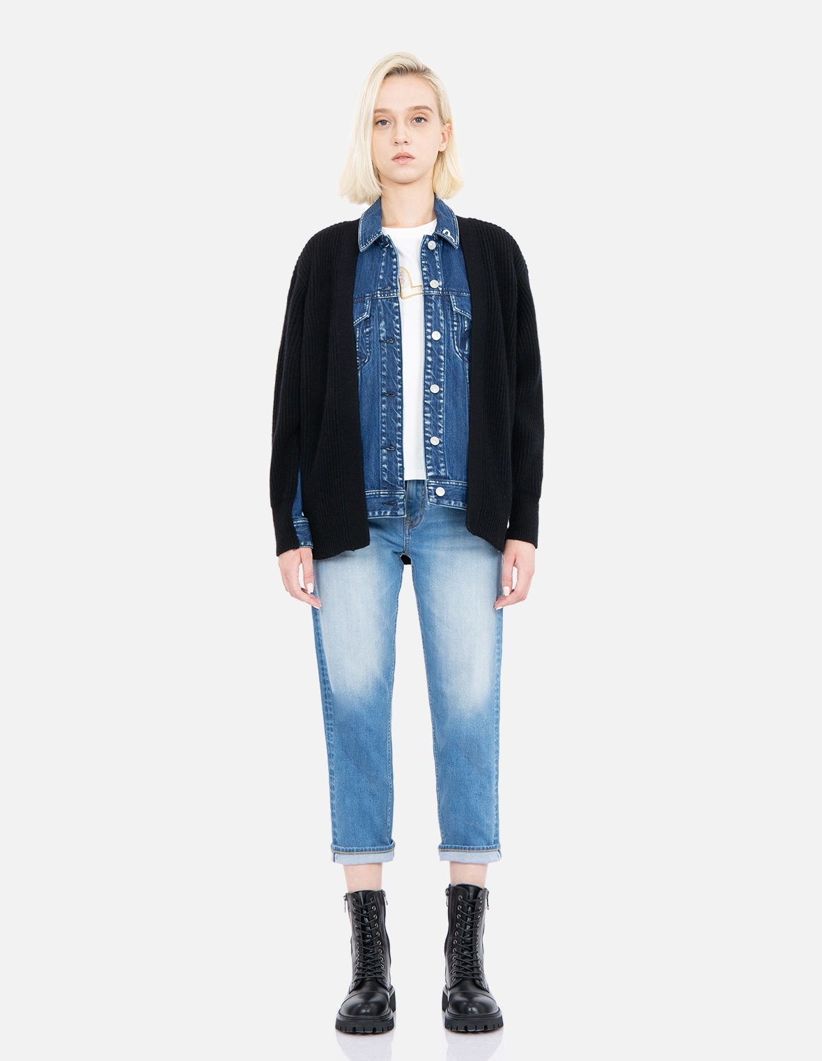 FABRIC BLOCKING DENIM SHIRT JACKET - 5