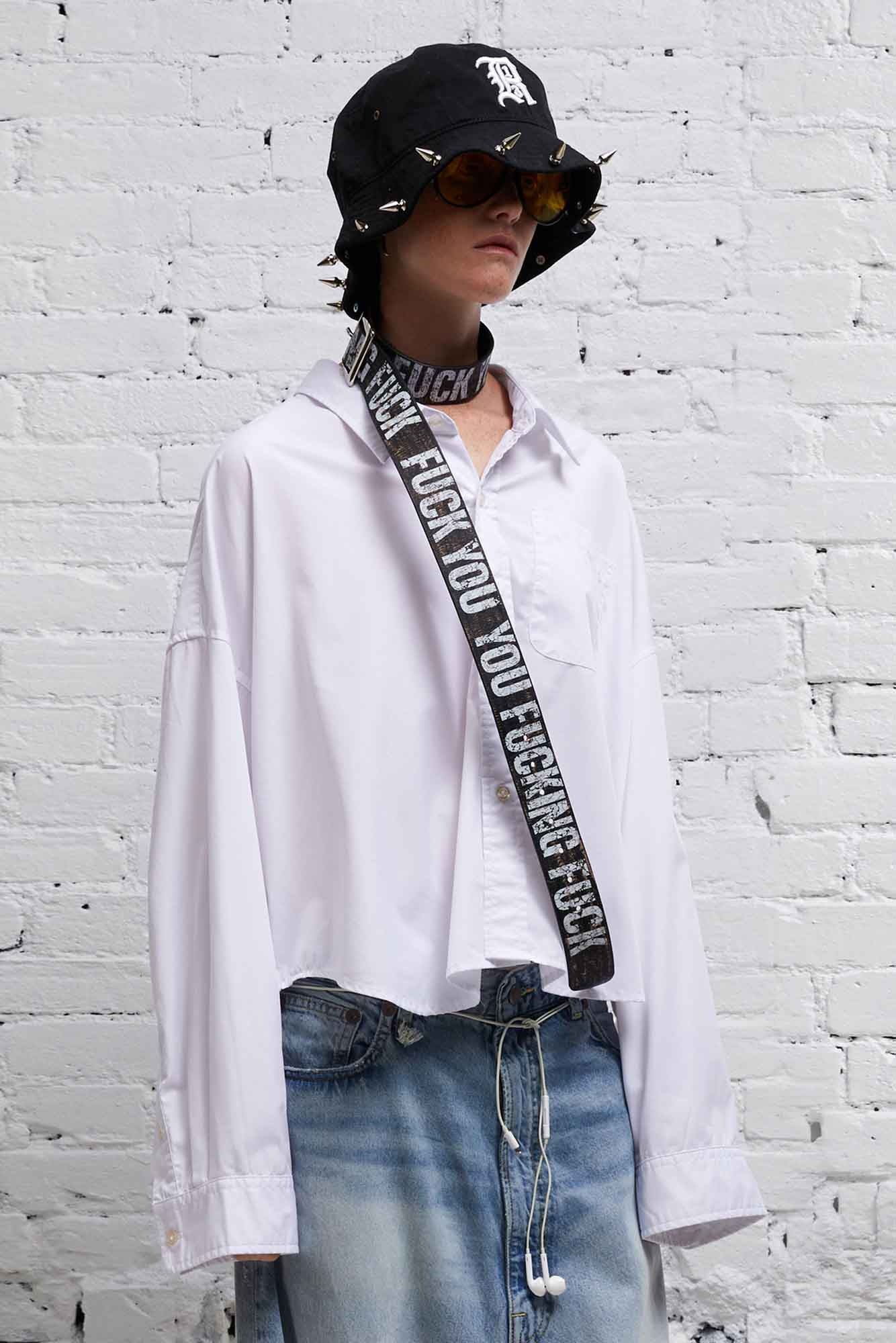 DROP NECK CROPPED SHIRT - WHITE - 2