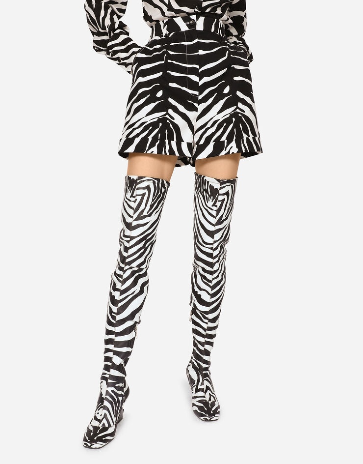 Zebra-print drill shorts - 4