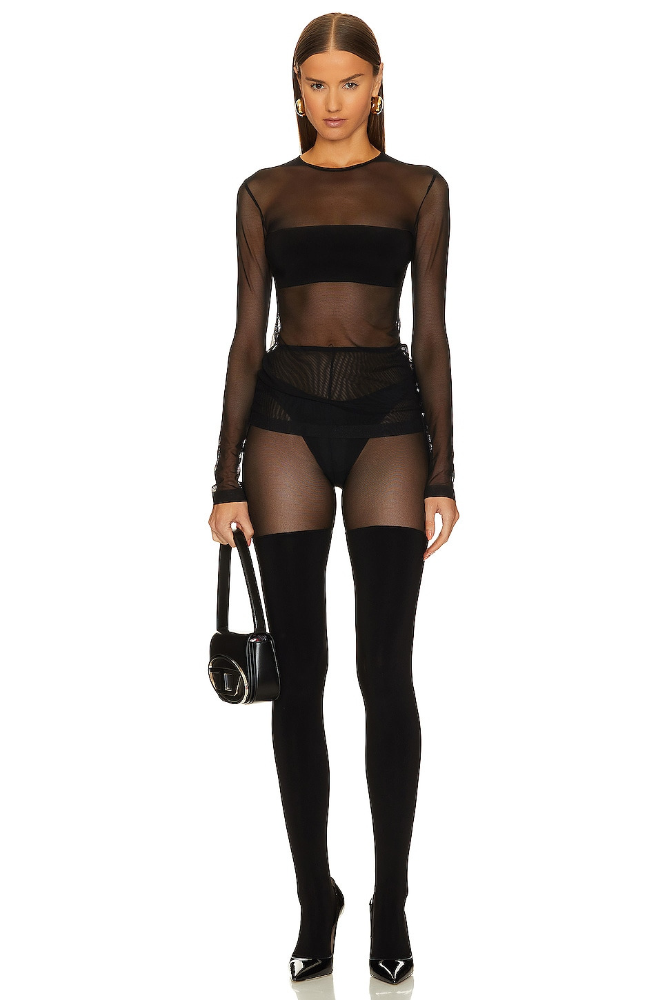 Thigh High Spliced Legging With Footsie - 4