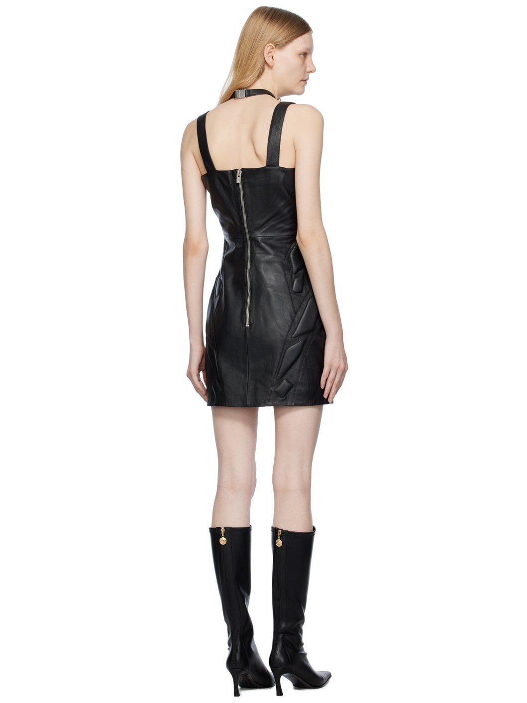 Black Redirected Leather Minidress - 3