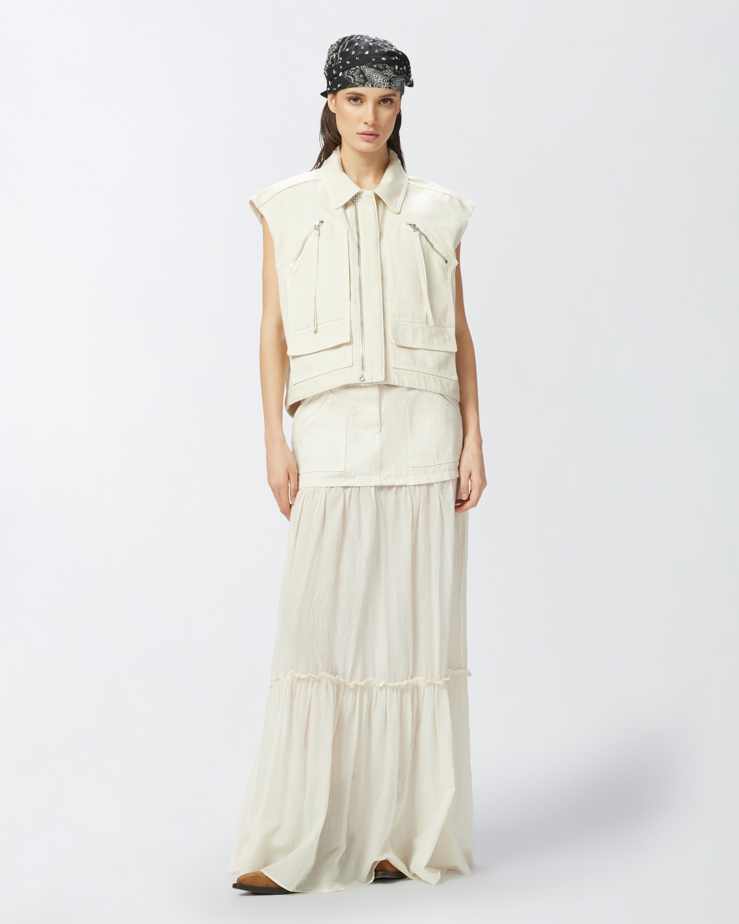 SLEEVELESS COTTON WORKWEAR VEST WITH POCKETS - 3