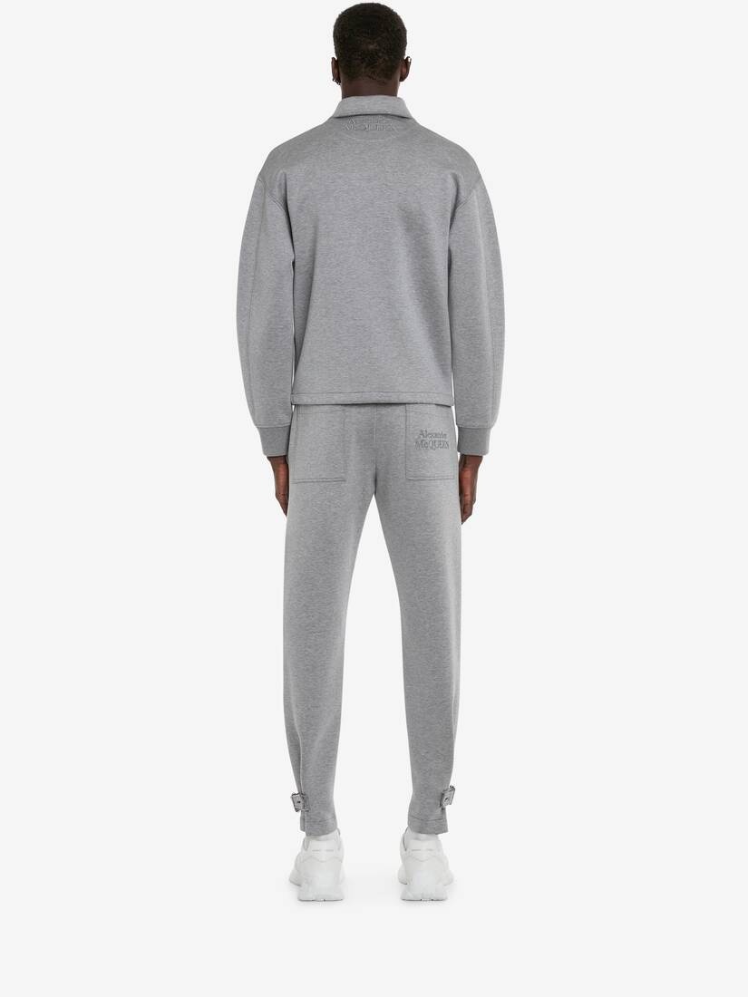 Men's Double Jersey Bomber Jacket in Pale Grey - 4