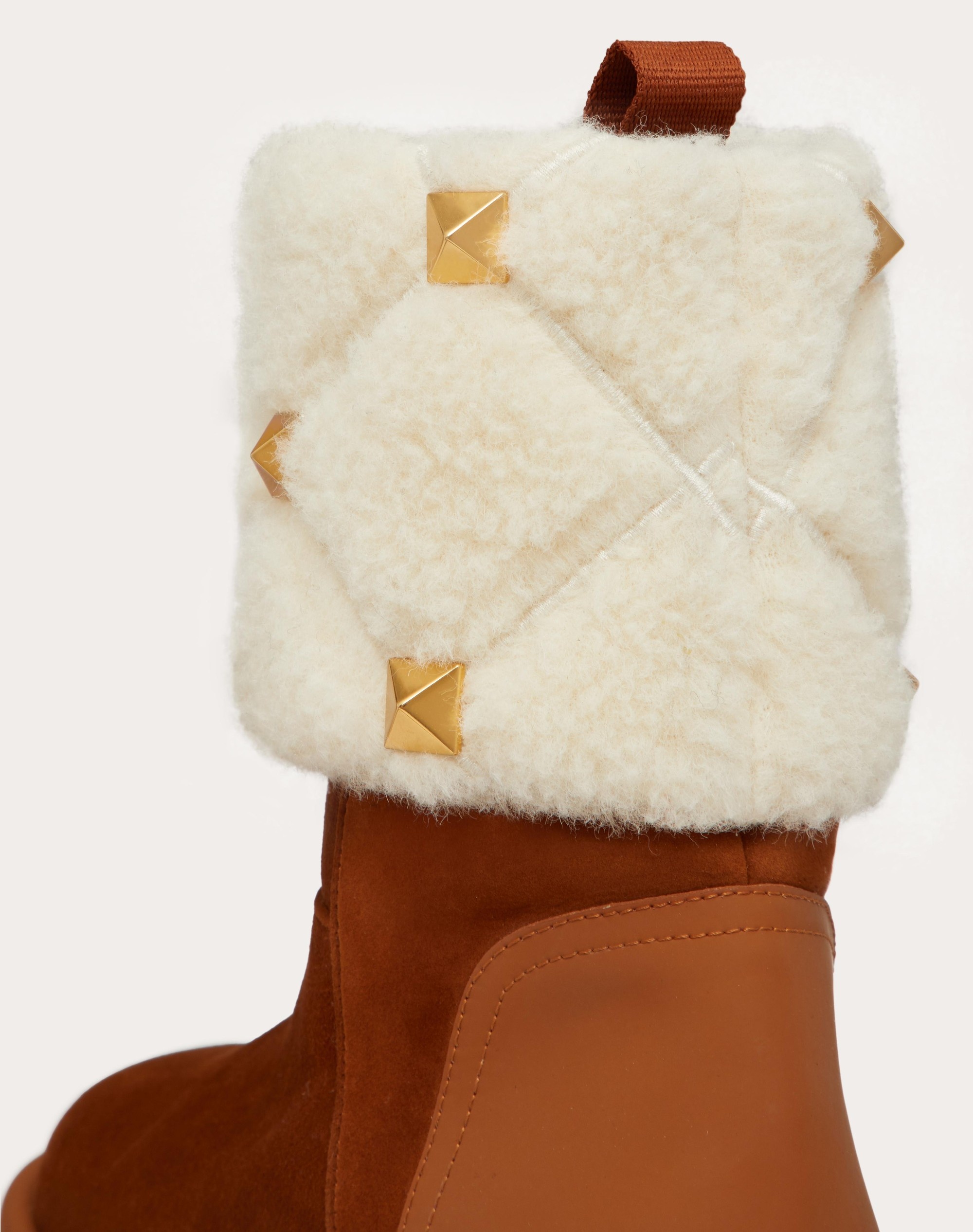 ROMAN STUD QUILTED ANKLE BOOT IN SPLIT LEATHER AND WOOL 20MM - 5